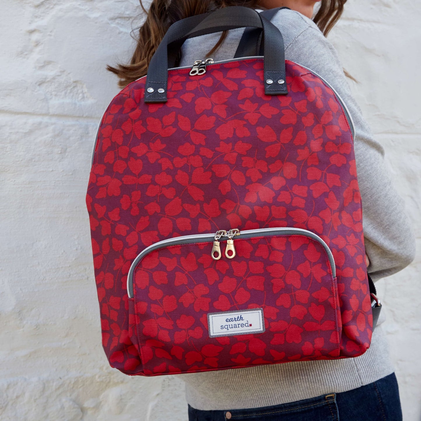 Red Flower Oil Cloth Backpack | The Jewellery Stop