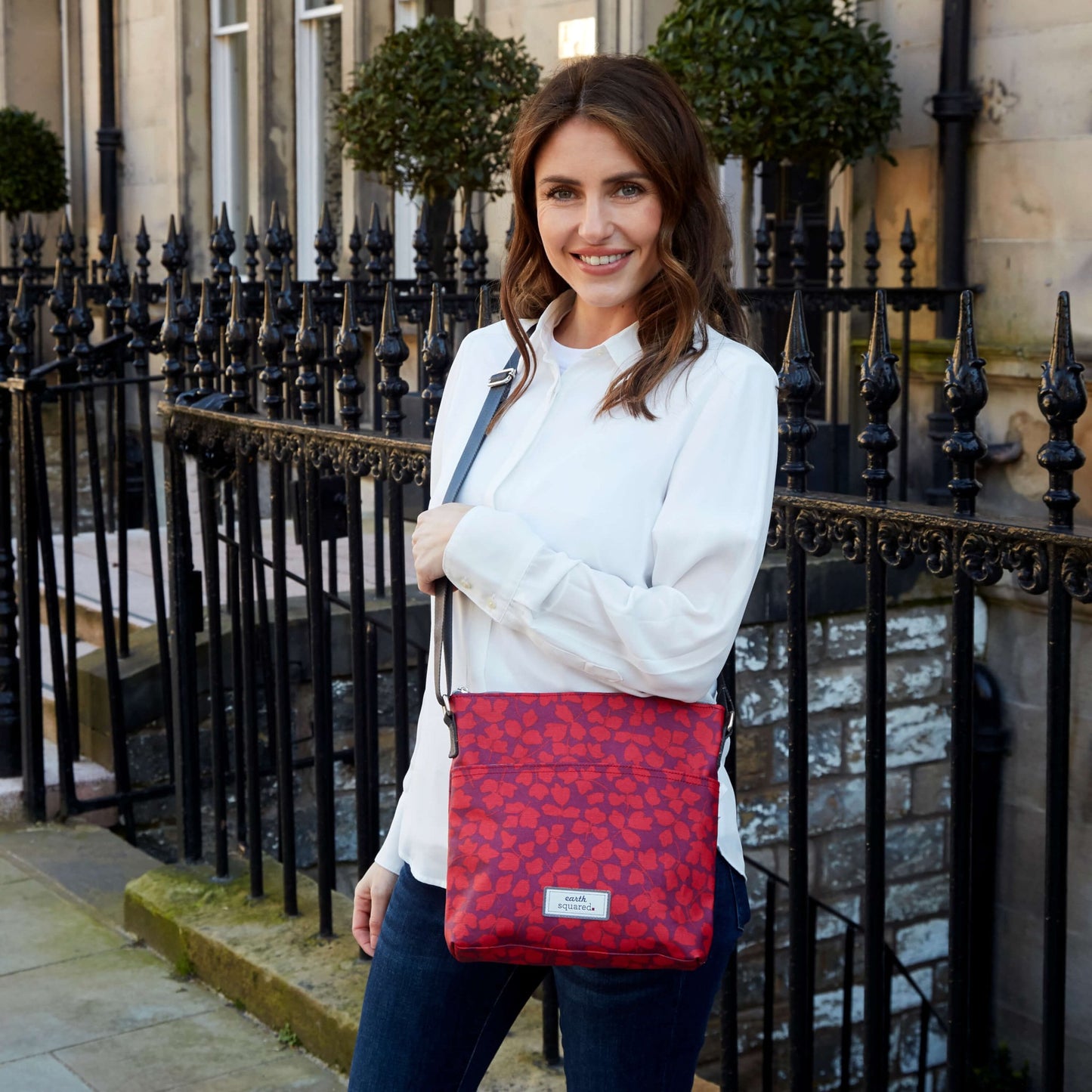 Red Flower Oil Cloth Messenger Bag | The Jewellery Stop