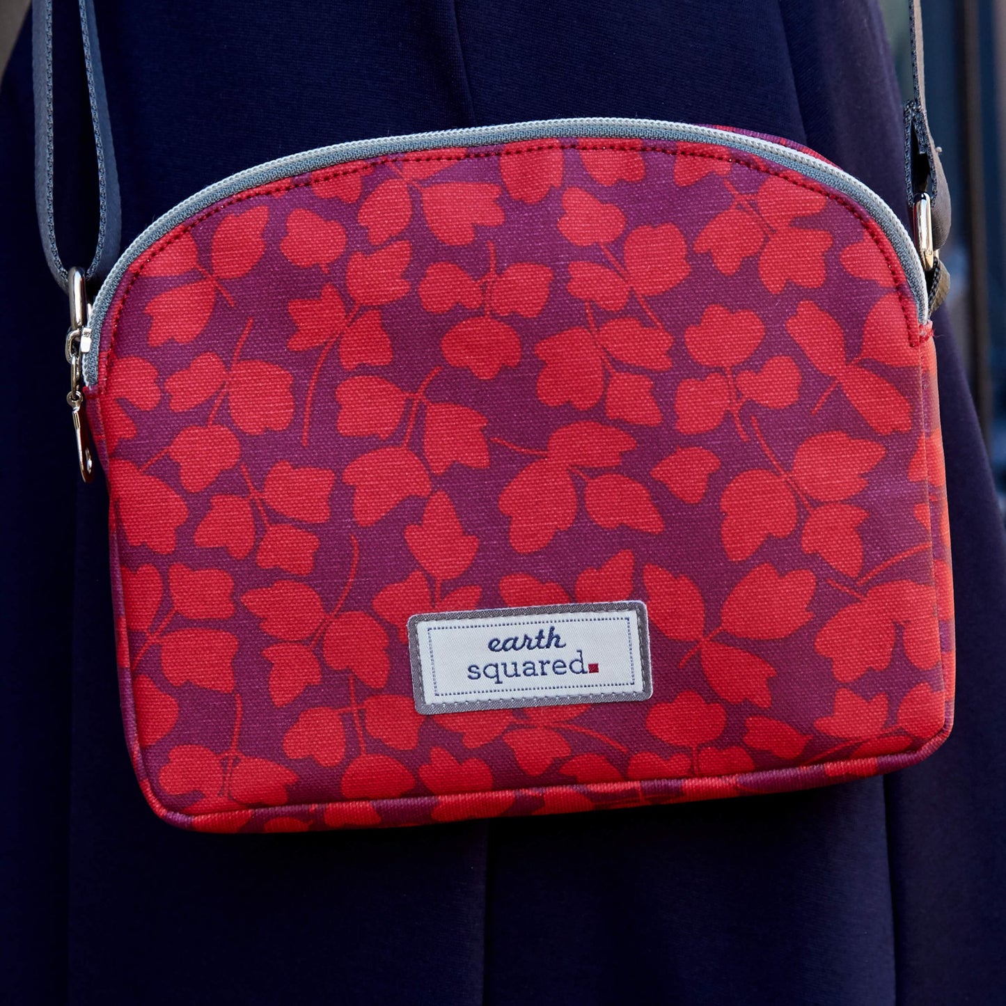 Red Flower Oil Cloth Halfmoon Bag | The Jewellery Stop