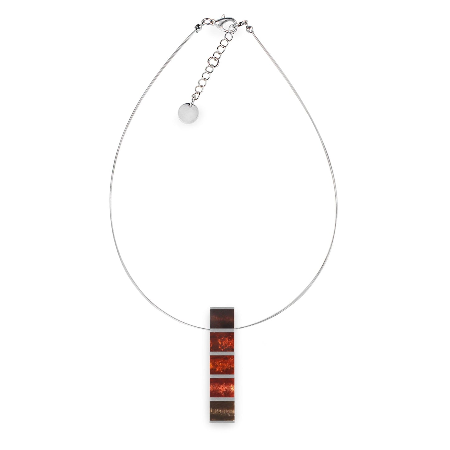 Amber Pewter Stripes Shiny Pendant | The Jewellery Stop