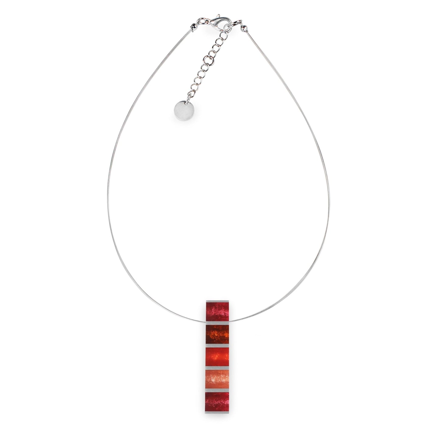 Coral Pewter Stripes Shiny Pendant | The Jewellery Stop