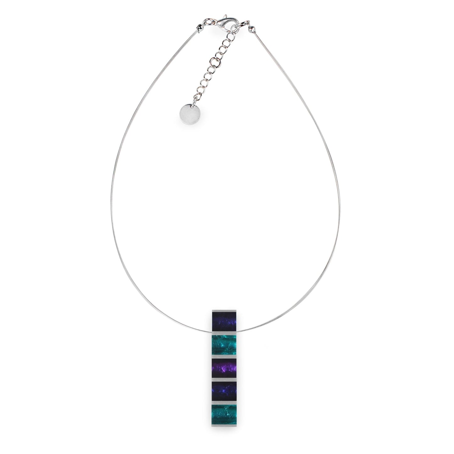 Peacock Pewter Stripes Shiny Pendant | The Jewellery Stop