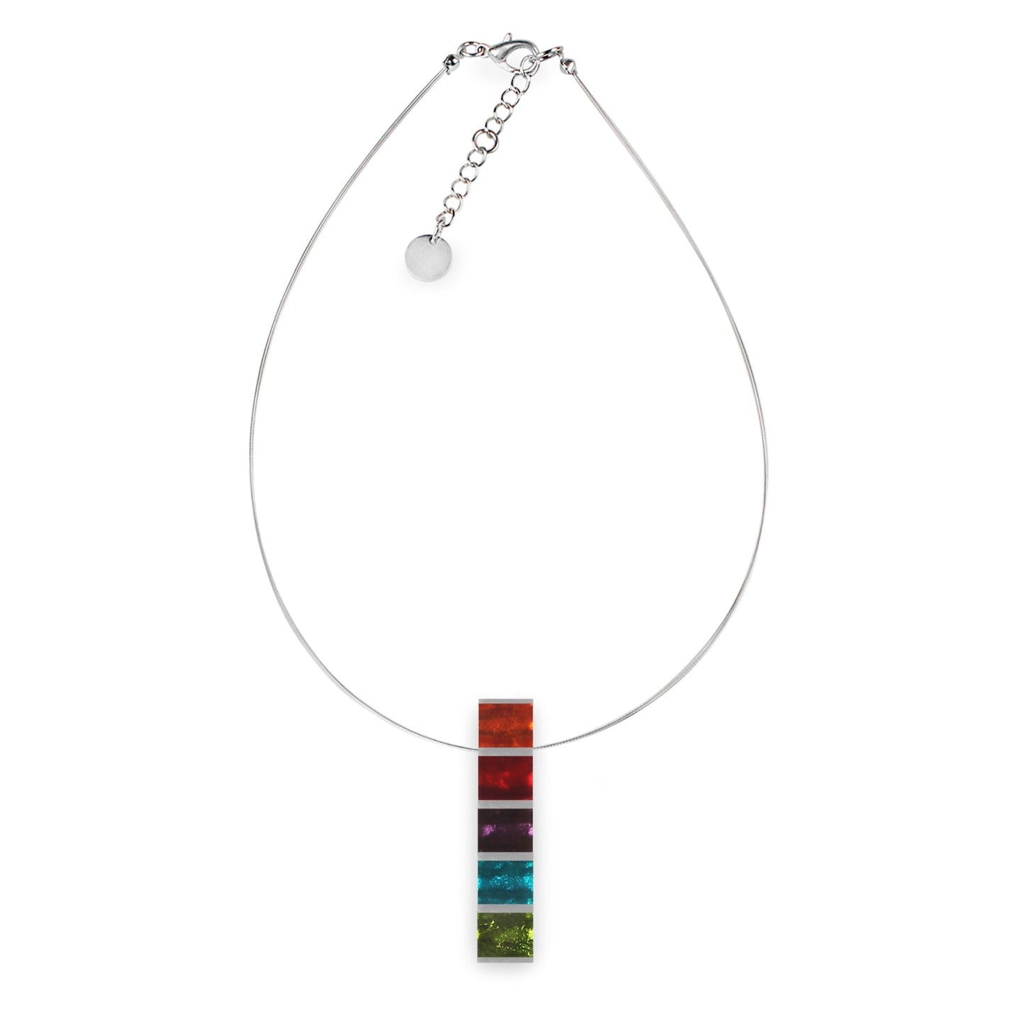 Rainbow Pewter Stripes Shiny Pendant | The Jewellery Stop