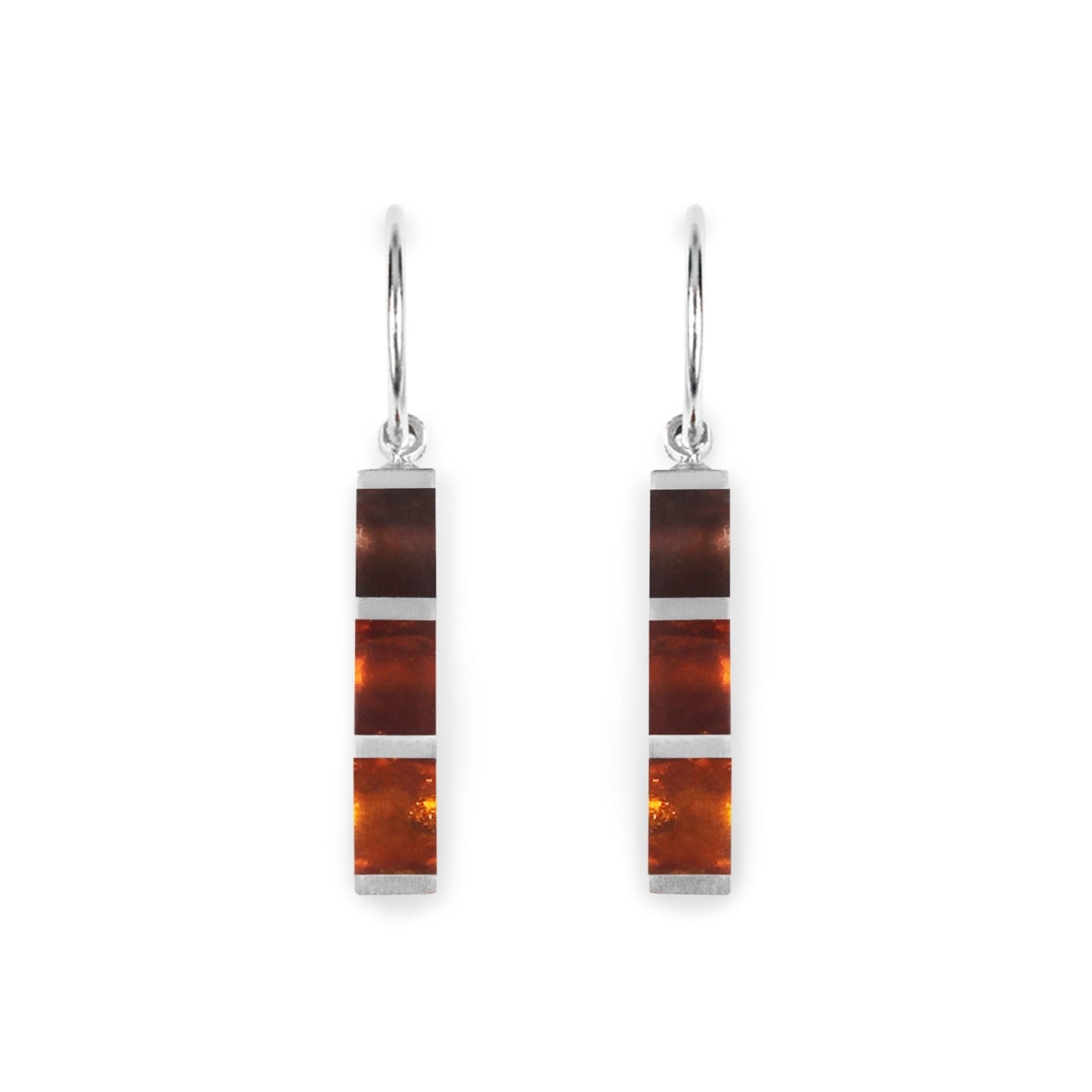 Amber Pewter Stripes Shiny Creole Earrings | The Jewellery Stop