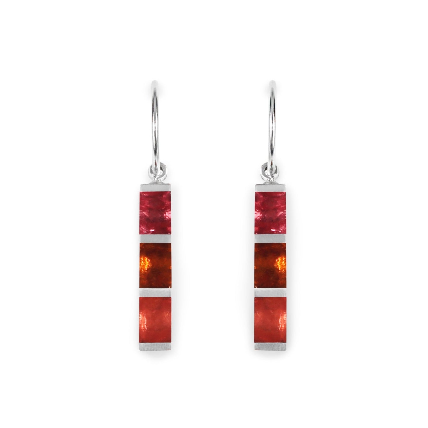 Coral Pewter Stripes Shiny Creole Earrings | The Jewellery Stop