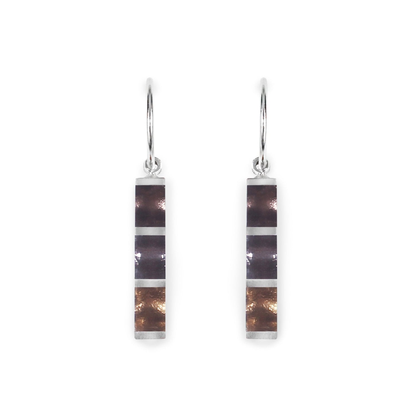 Metallics Pewter Stripes Shiny Creole Earrings | The Jewellery Stop