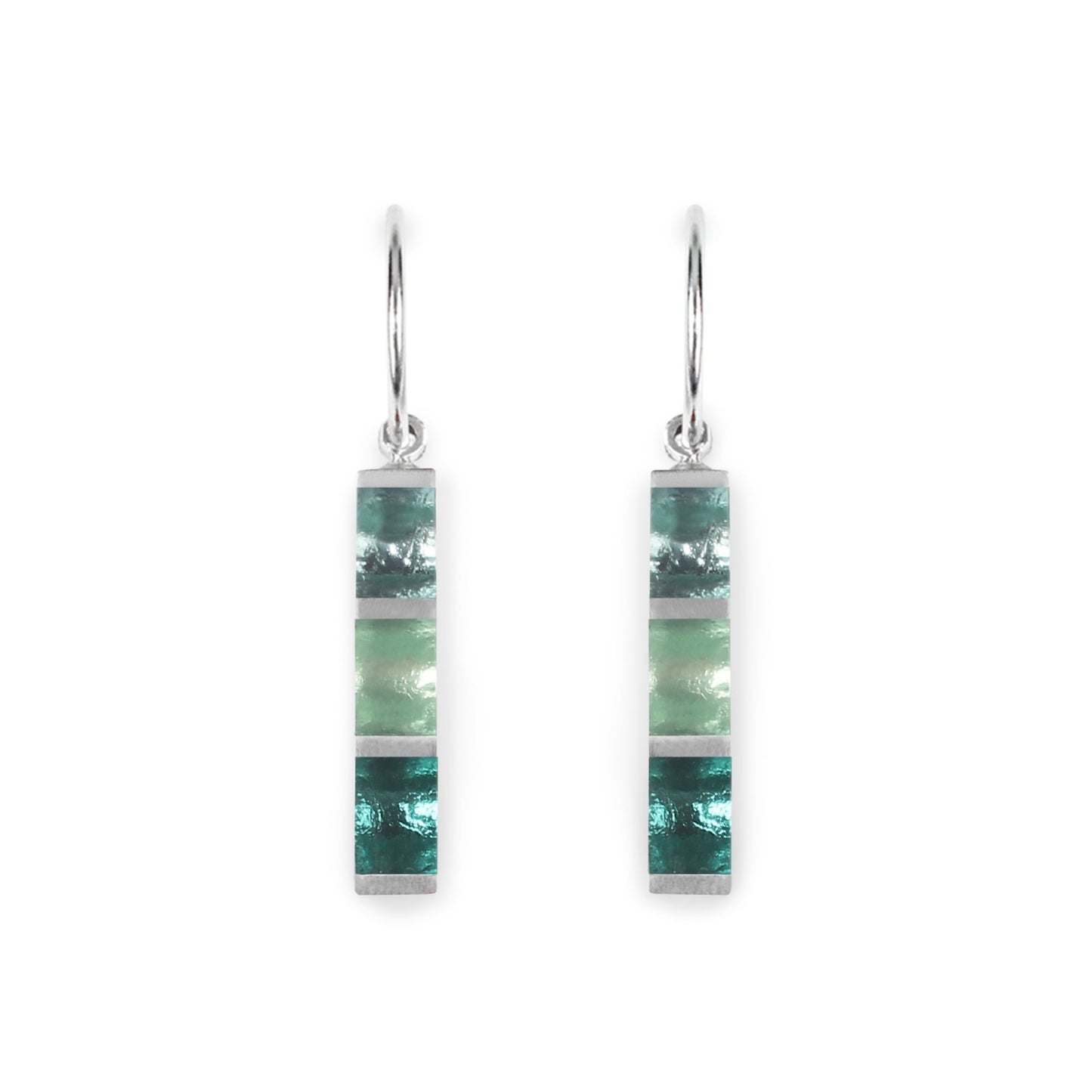 Mint Pewter Stripes Shiny Creole Earrings | The Jewellery Stop
