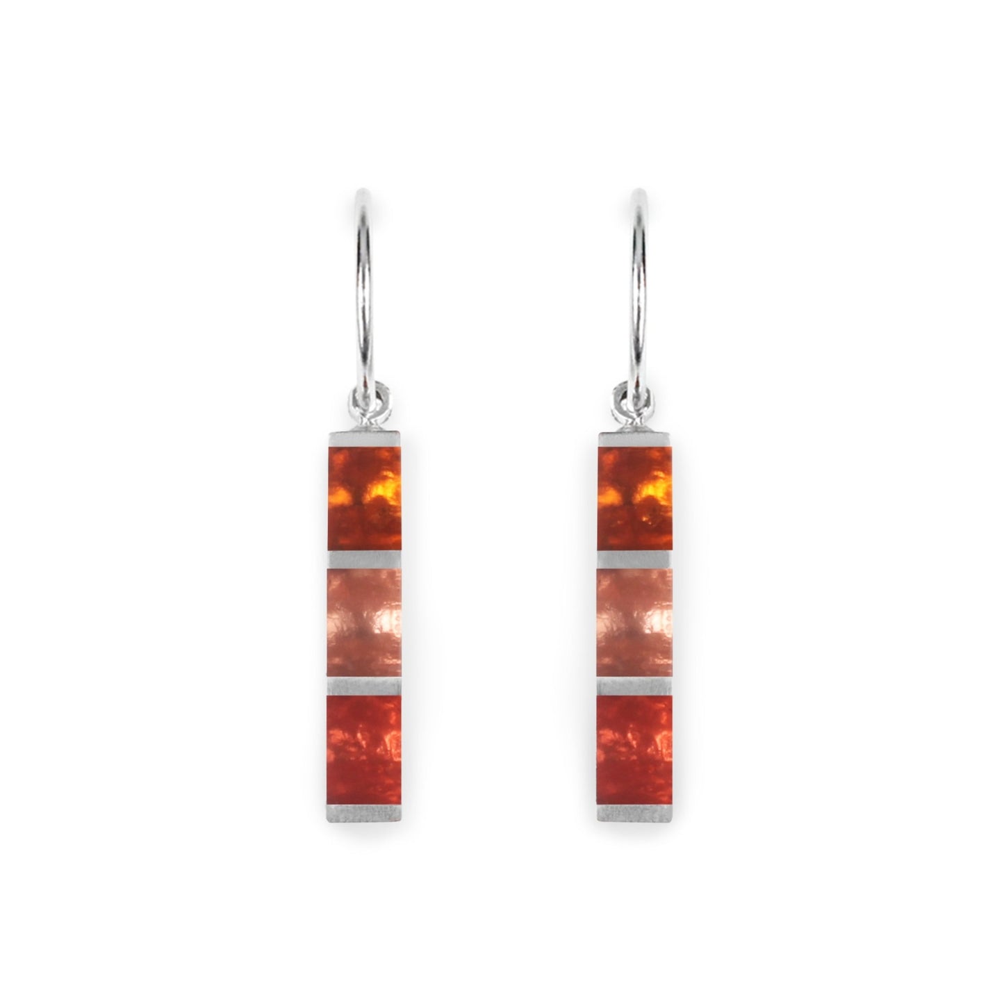 Peach Pewter Stripes Shiny Creole Earrings | The Jewellery Stop