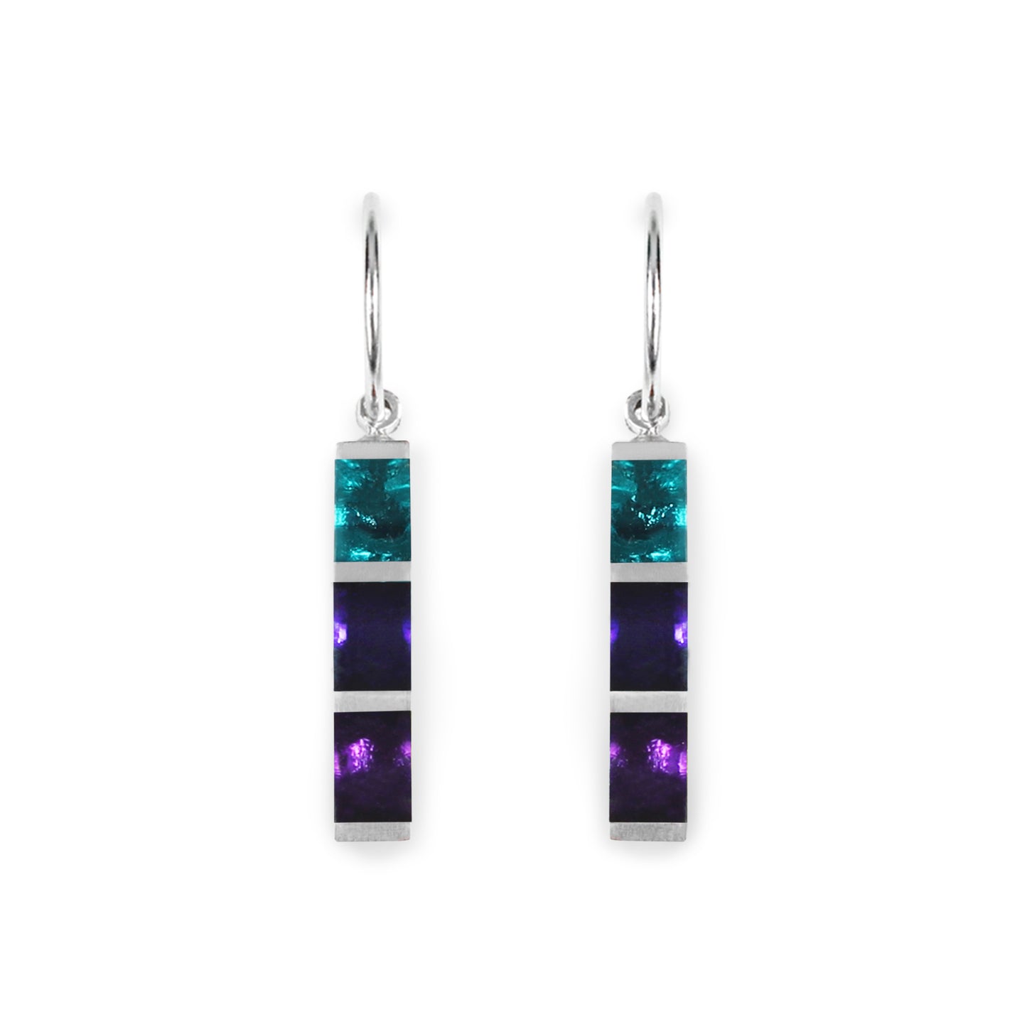 Peacock Pewter Stripes Shiny Creole Earrings | The Jewellery Stop
