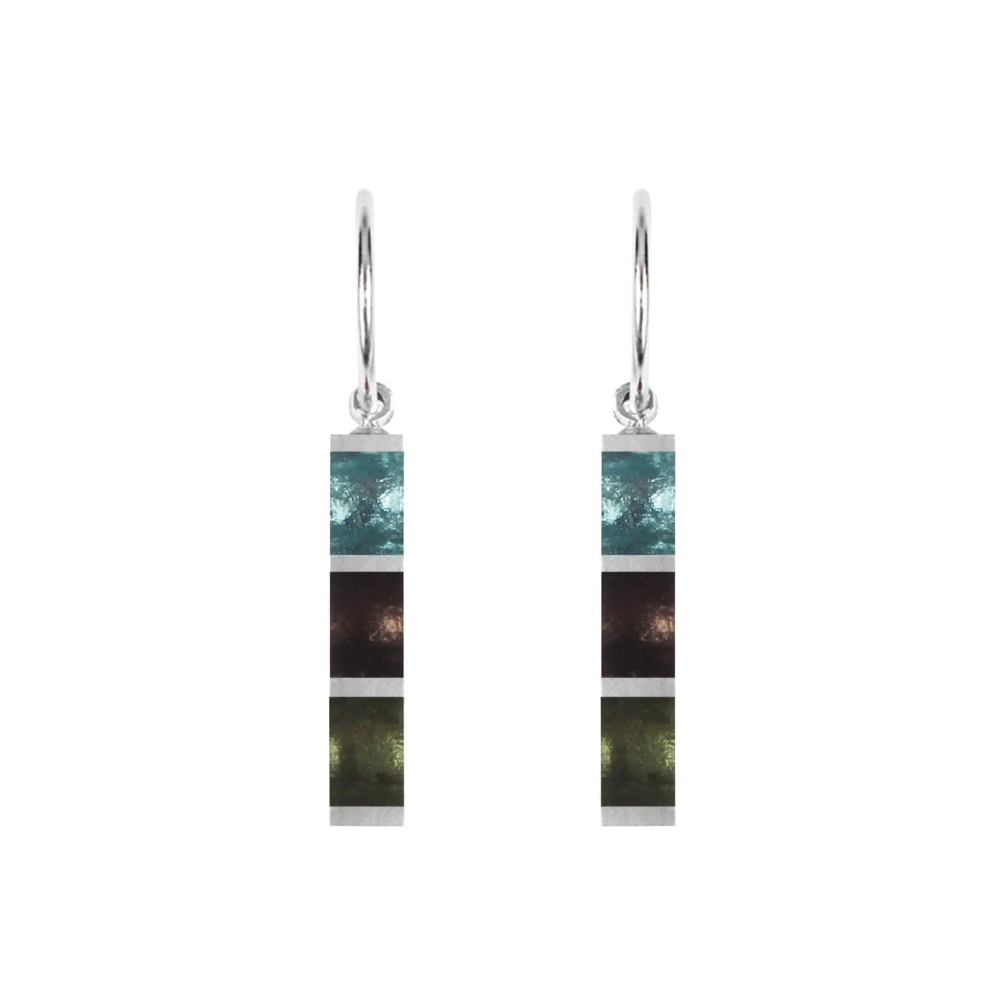 Pear Pewter Stripes Shiny Creole Earrings | The Jewellery Stop