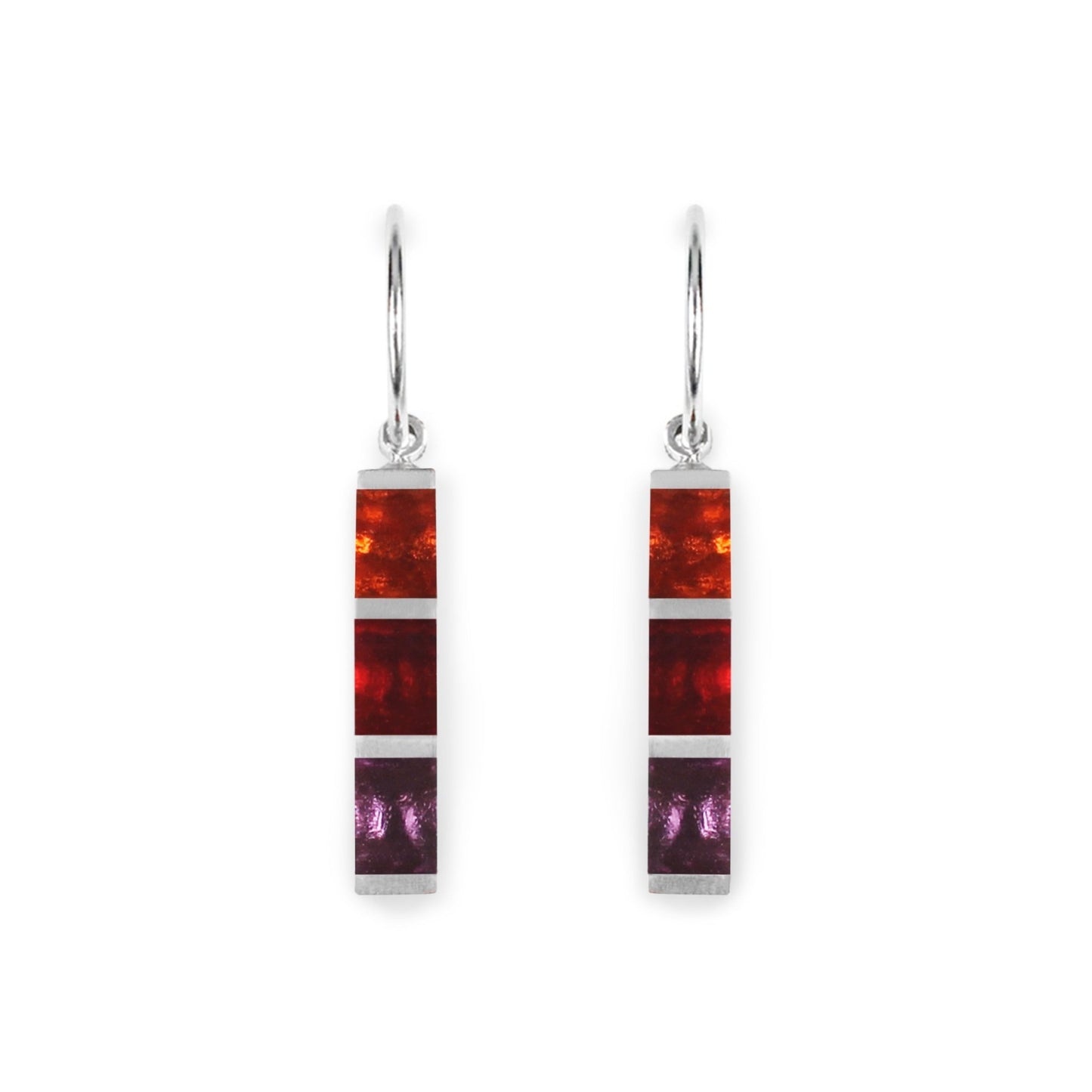 Rainbow Pewter Stripes Shiny Creole Earrings | The Jewellery Stop