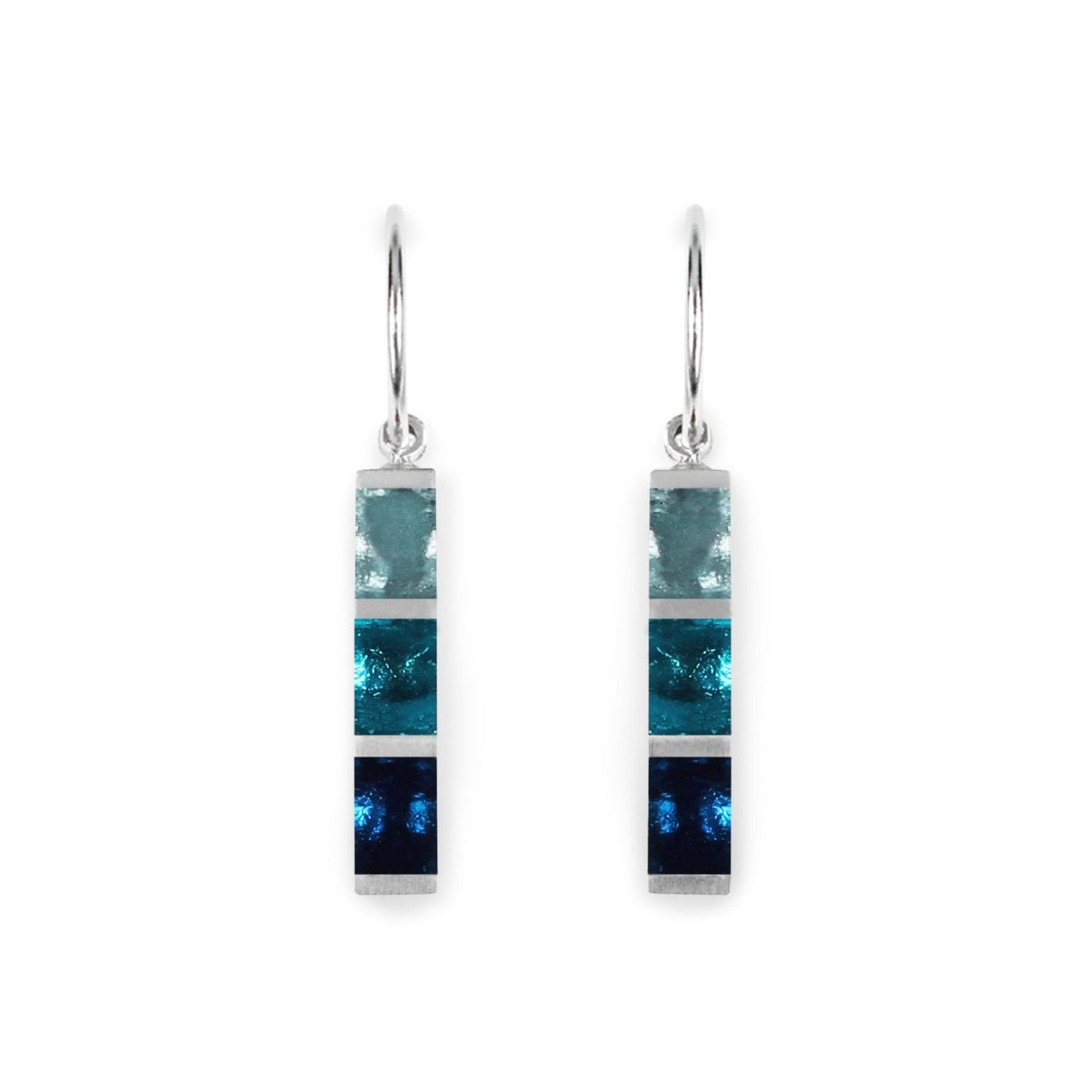 Teal Pewter Stripes Shiny Creole Earrings | The Jewellery Stop