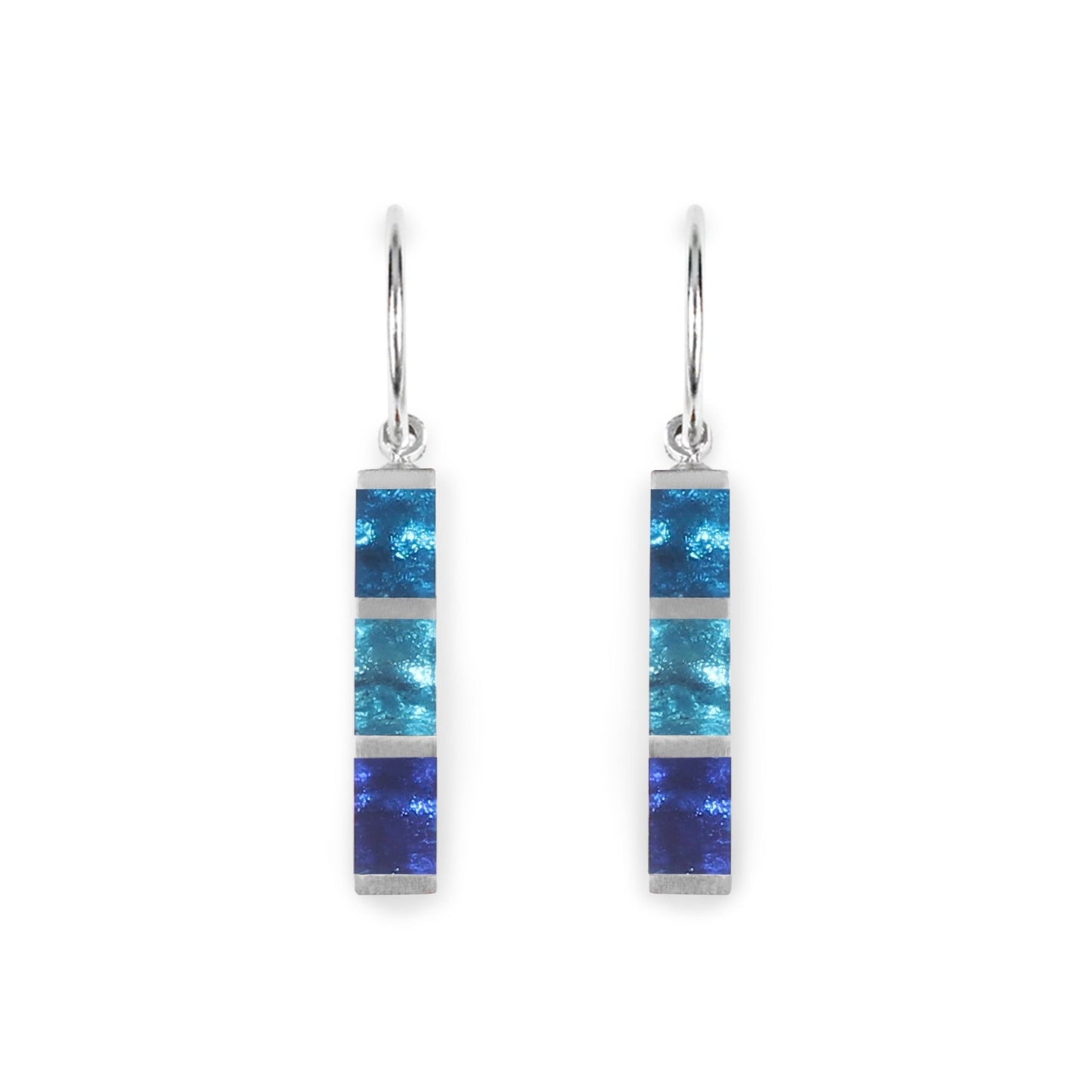 Turquoise Pewter Stripes Shiny Creole Earrings | The Jewellery Stop