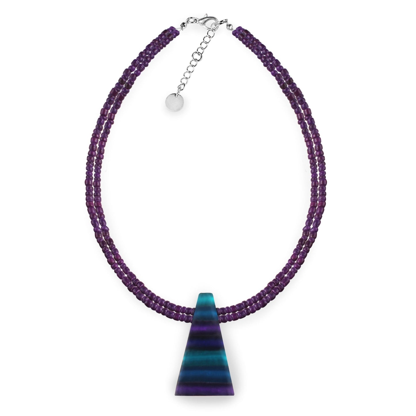 Peacock Triangle Stripes Matte Pendant on Coco Beads | The Jewellery Stop
