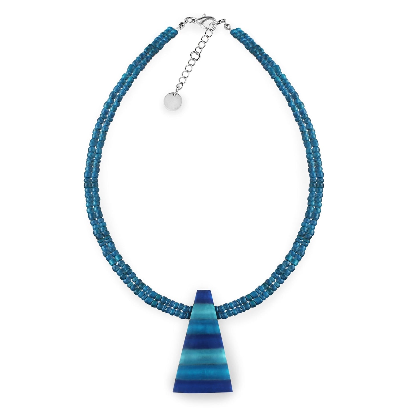 Turquoise Triangle Stripes Matte Pendant on Coco Beads | The Jewellery Stop
