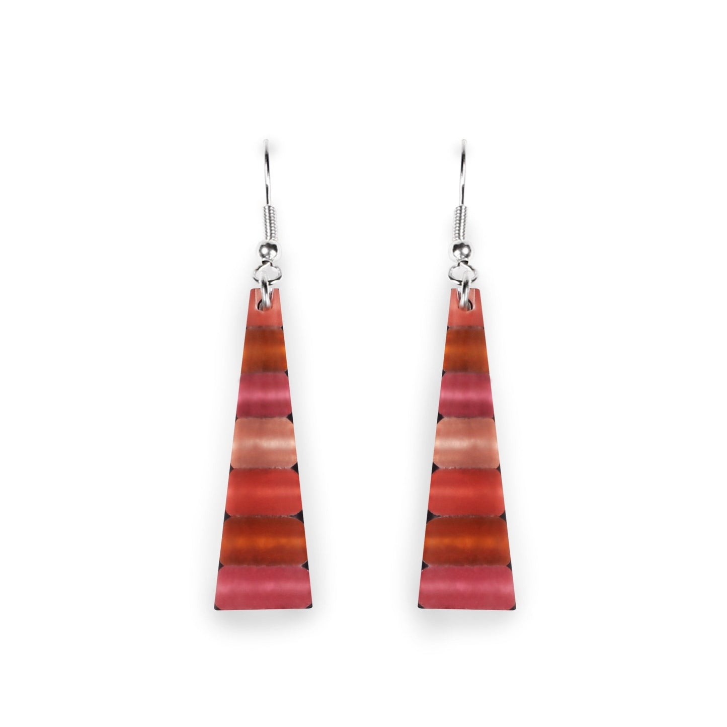 Coral Triangle Stripes Matte Fish Hook Earrings | The Jewellery Stop