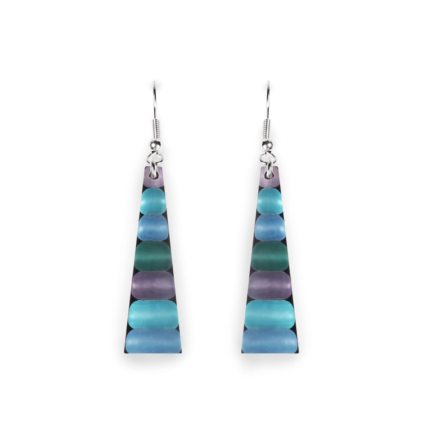 Fjord Triangle Stripes Matte Fish Hook Earrings | The Jewellery Stop