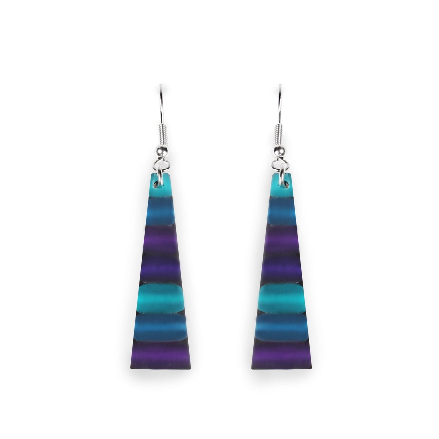 Peacock Triangle Stripes Matte Fish Hook Earrings | The Jewellery Stop