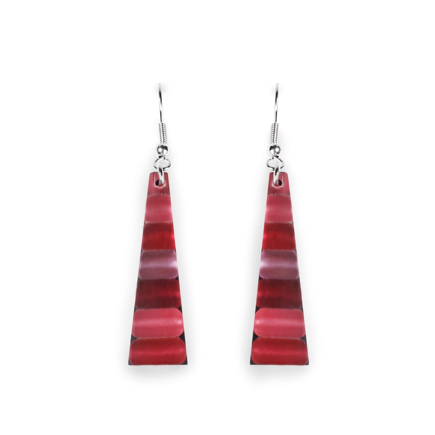 Raspberry Ripple Triangle Stripes Matte Fish Hook Earrings | The Jewellery Stop