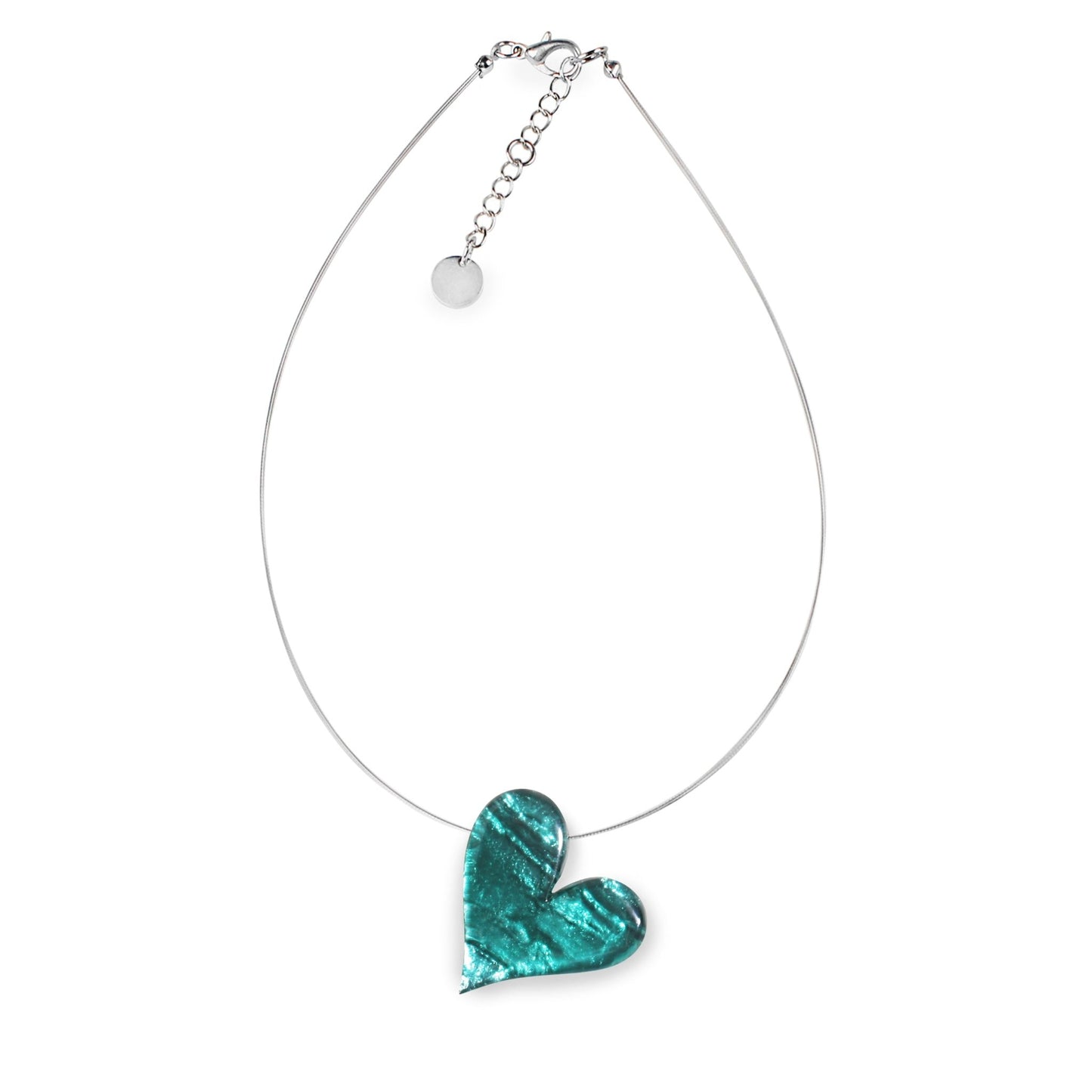 Aqua Aztec Heart Shiny Pendant | The Jewellery Stop