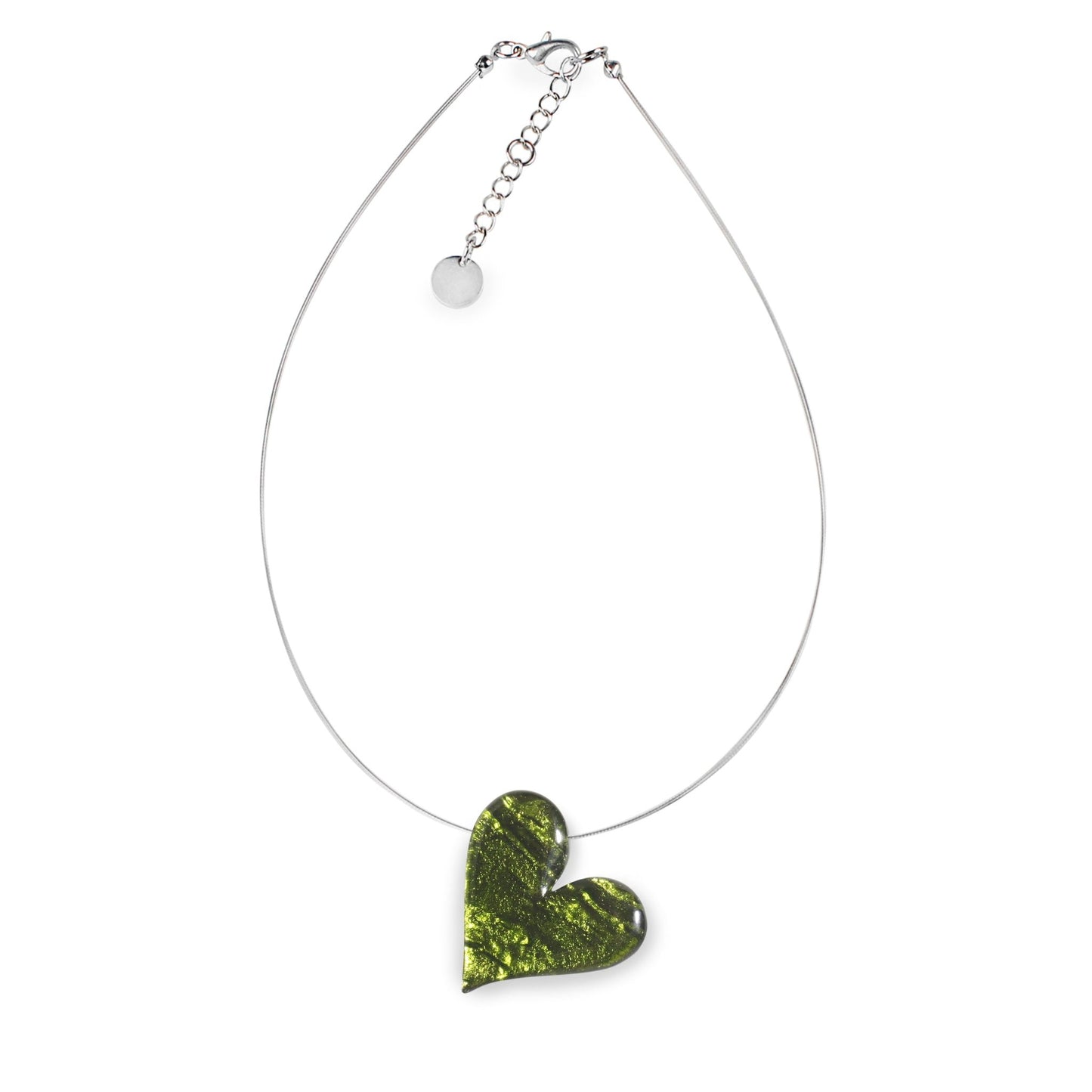 Olive Aztec Heart Shiny Pendant | The Jewellery Stop