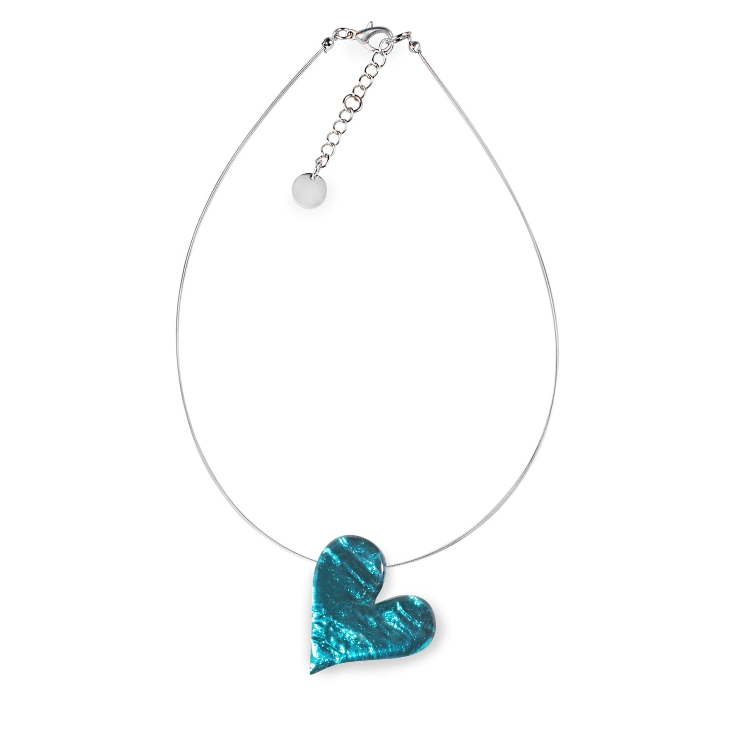 Teal Aztec Heart Shiny Pendant | The Jewellery Stop