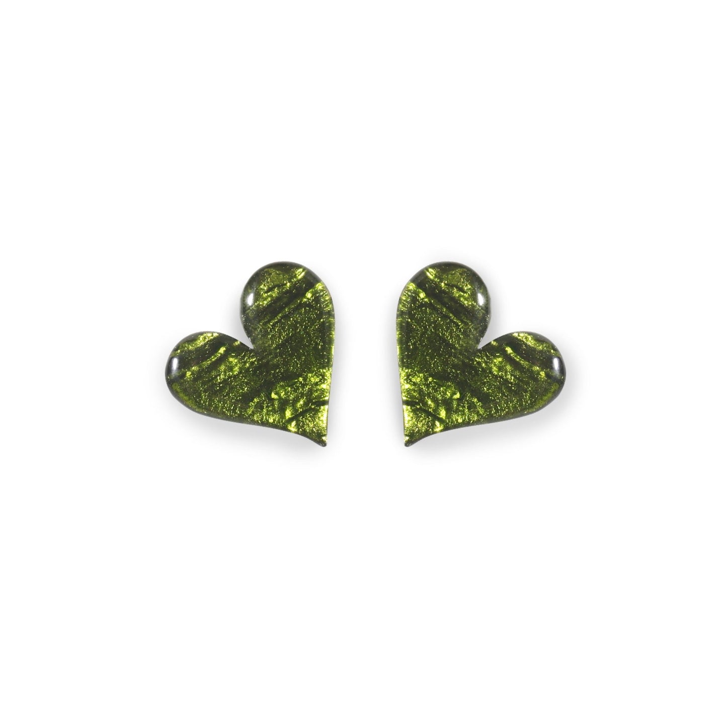 Olive Aztec Heart Shiny Stud Earrings | The Jewellery Stop