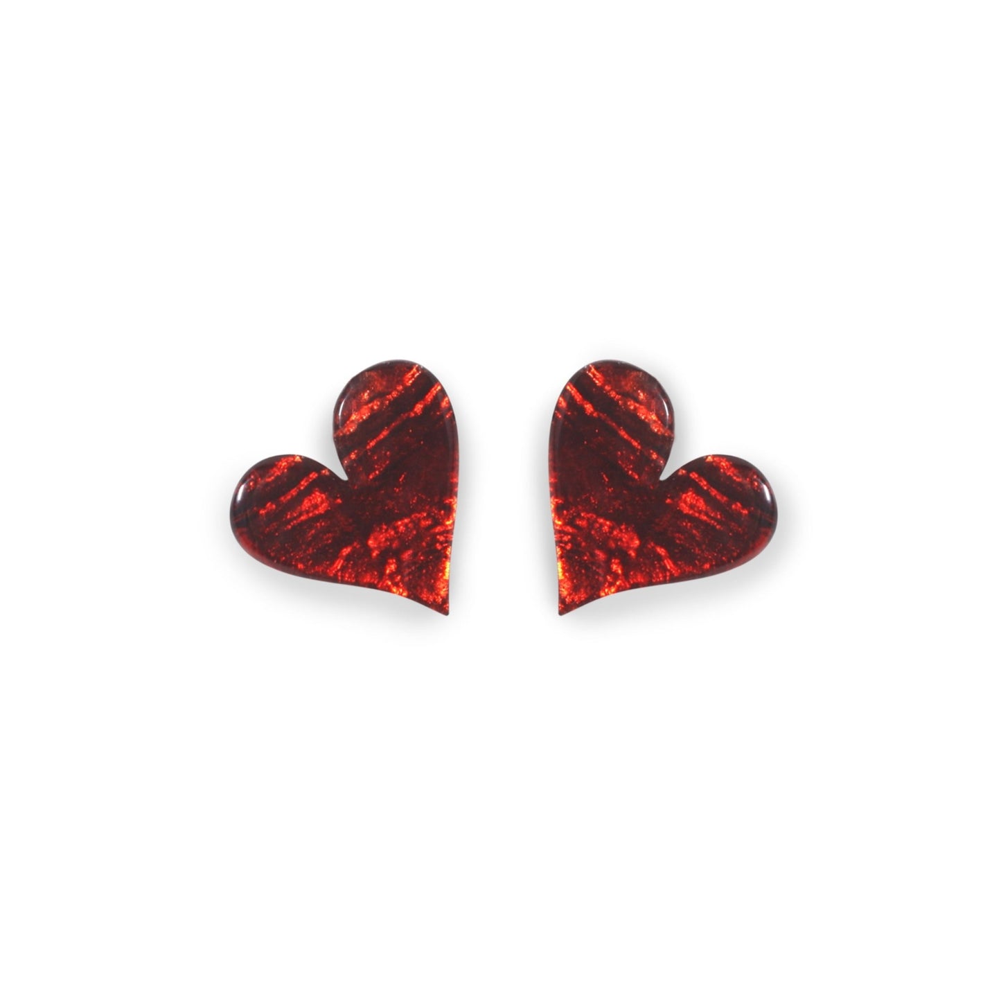 Red Aztec Heart Shiny Stud Earrings | The Jewellery Stop