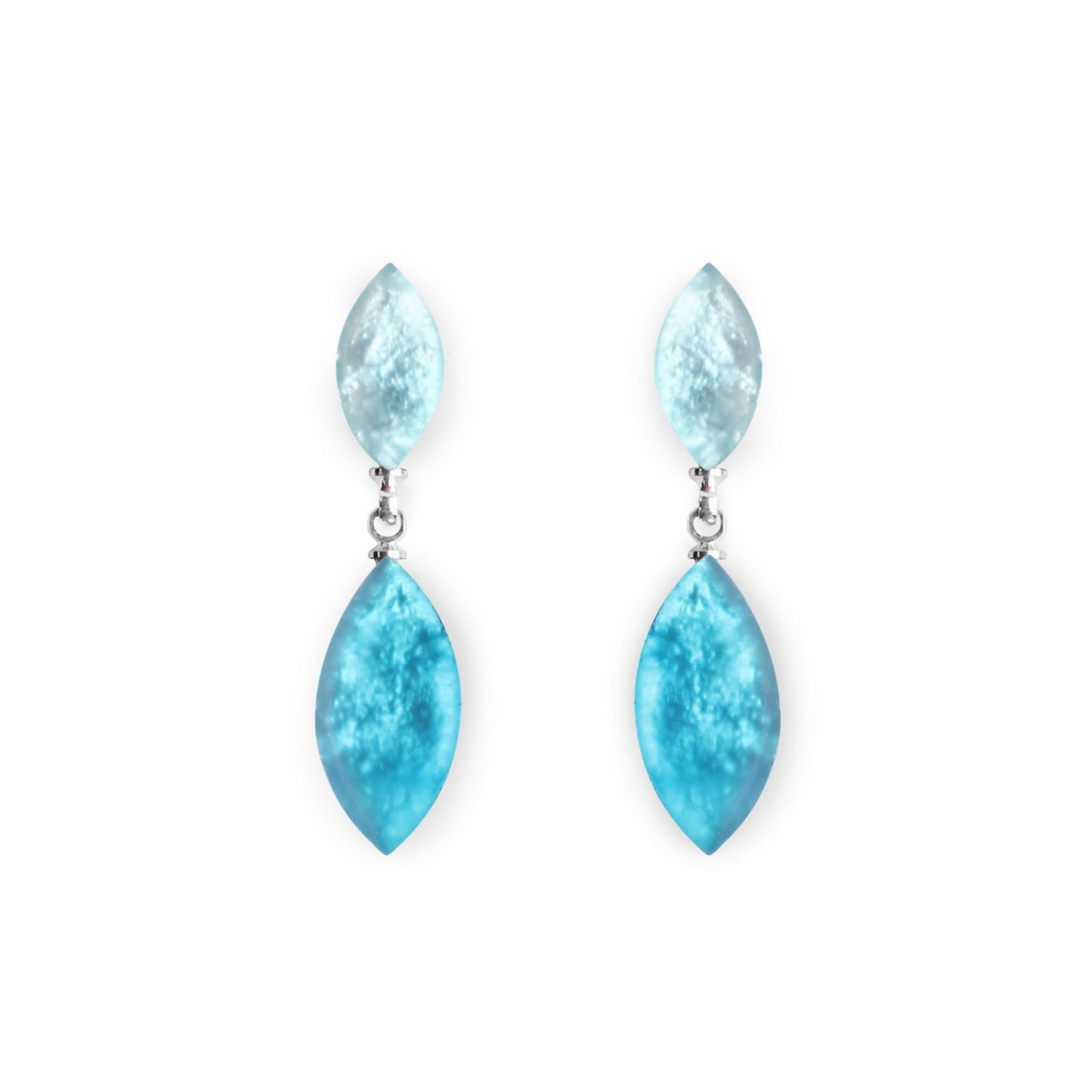 Turquoise Aztec Petal Matte Double Drop Stud Earrings | The Jewellery Stop