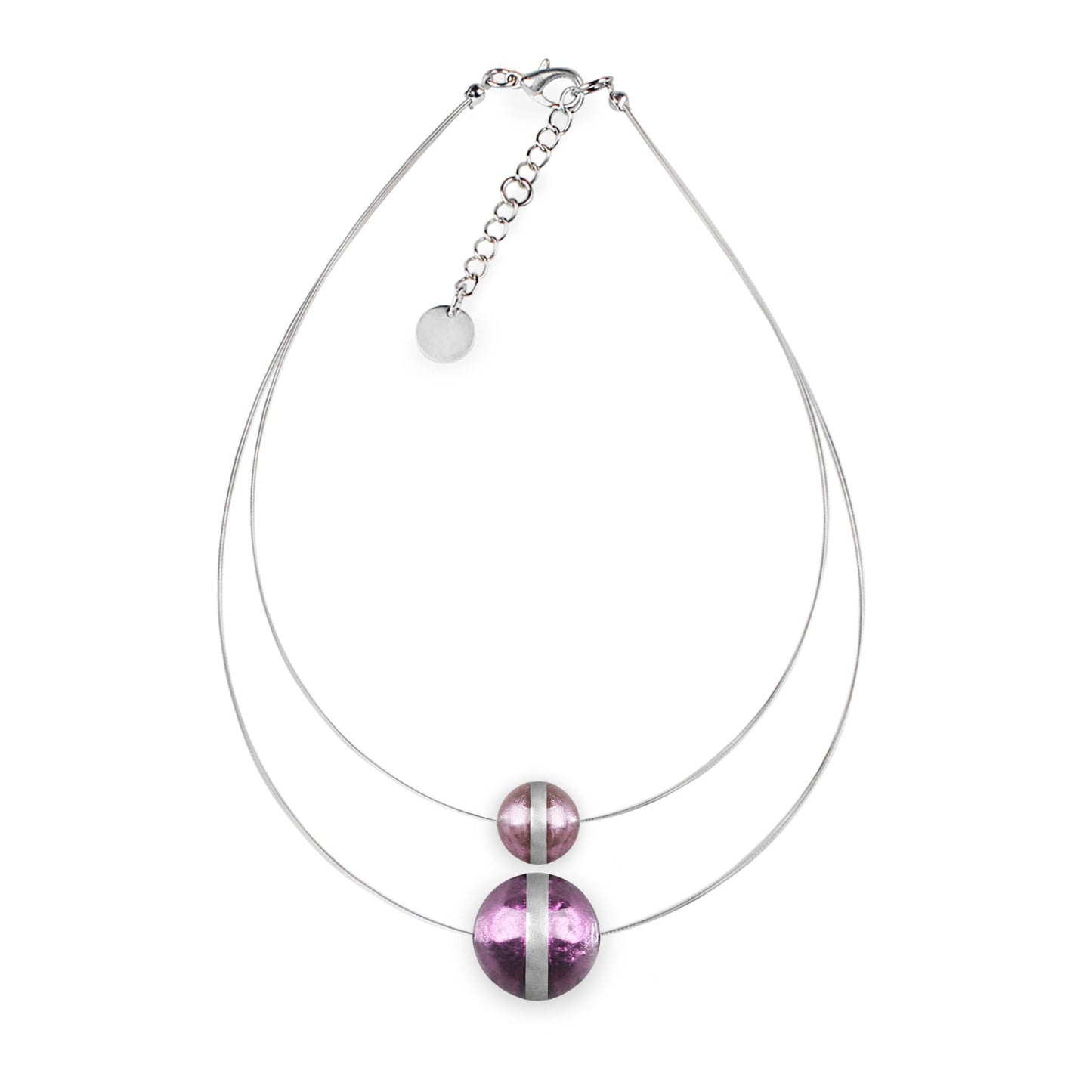 Purple Aluminium Balls Shiny Double Pendant | The Jewellery Stop