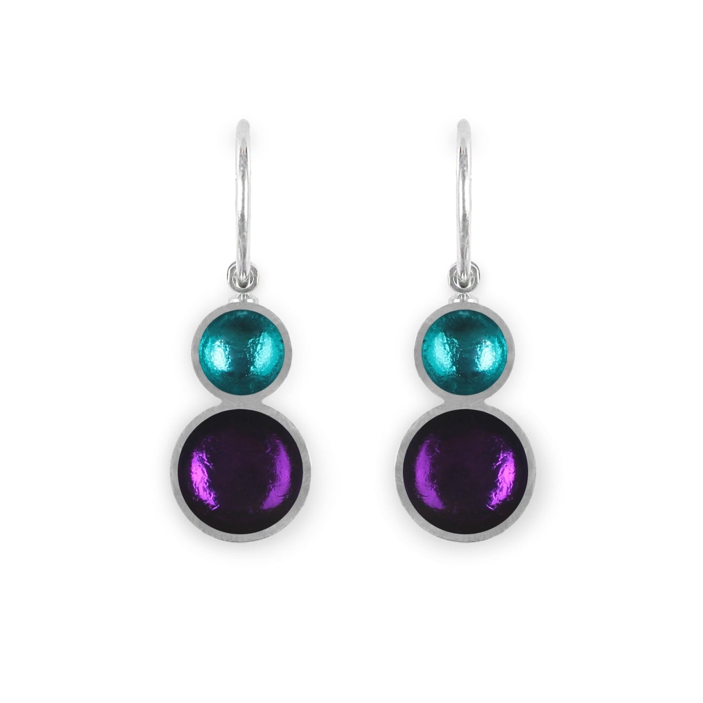 Peacock Bubble Extravaganza Shiny Double drop Creole Earrings | The Jewellery Stop
