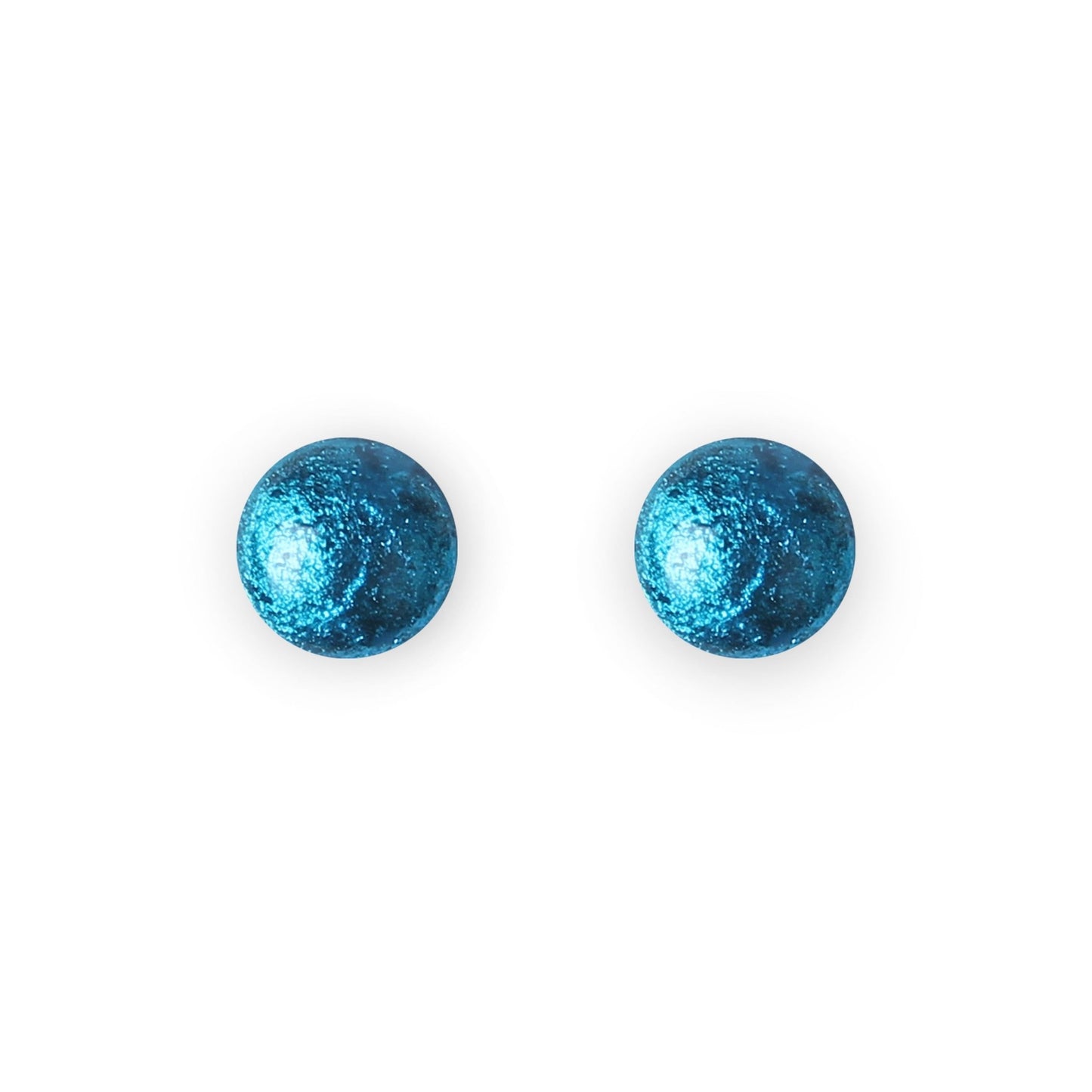 Dark Teal Cabouchon Shiny Small Stud Earrings | The Jewellery Stop
