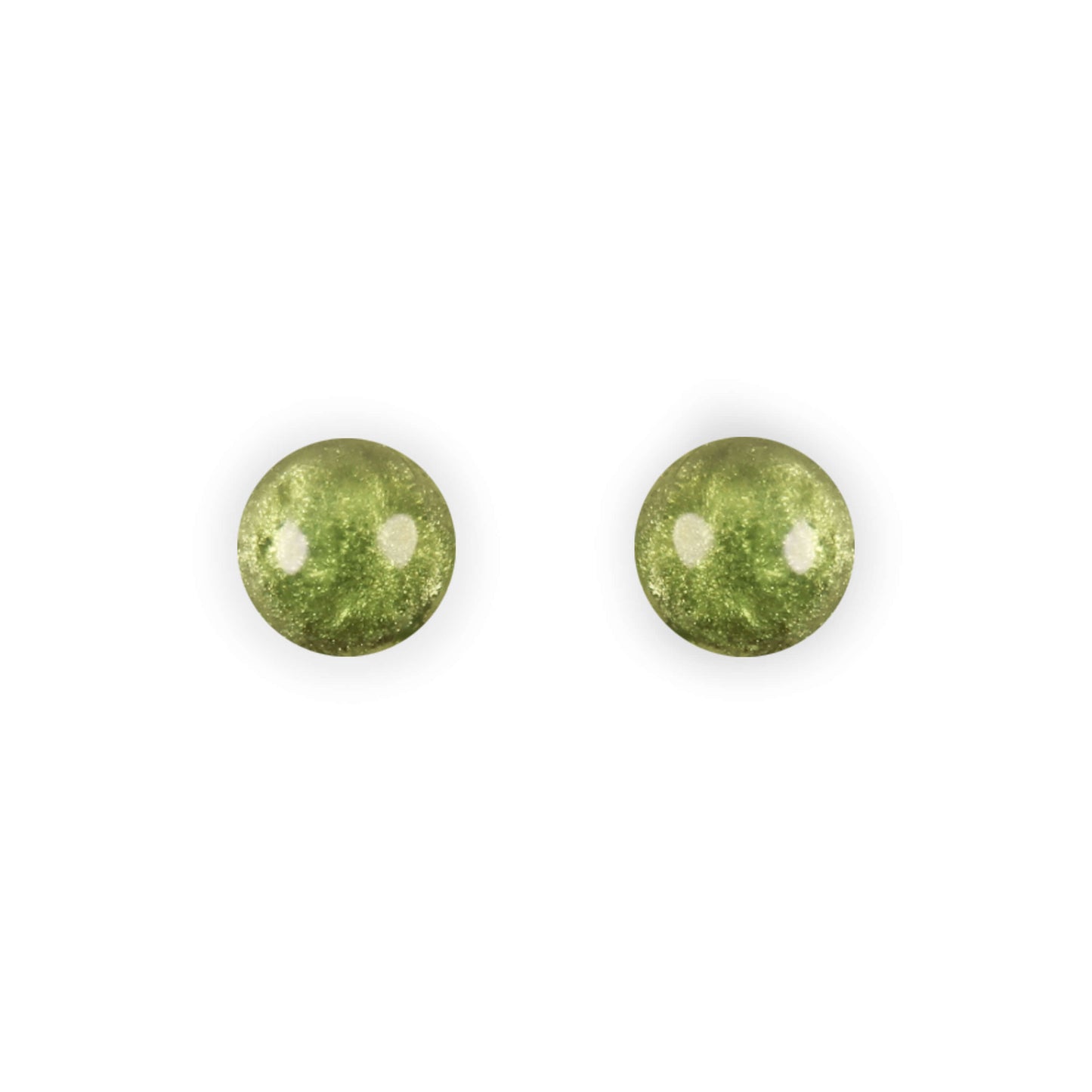 Kiwi Cabouchon Shiny Small Stud Earrings | The Jewellery Stop