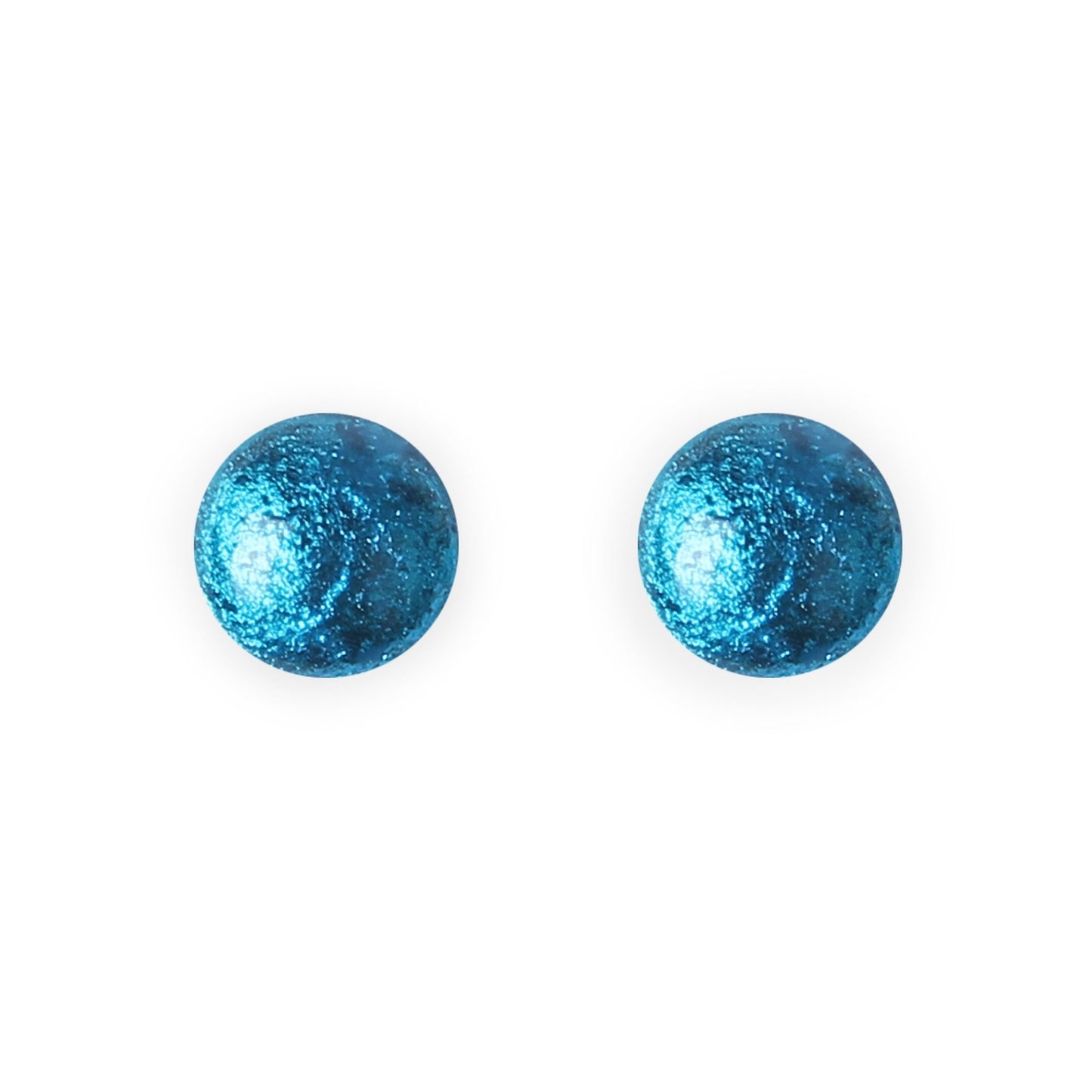 Dark Teal Cabouchon Shiny Medium Stud Earrings | The Jewellery Stop
