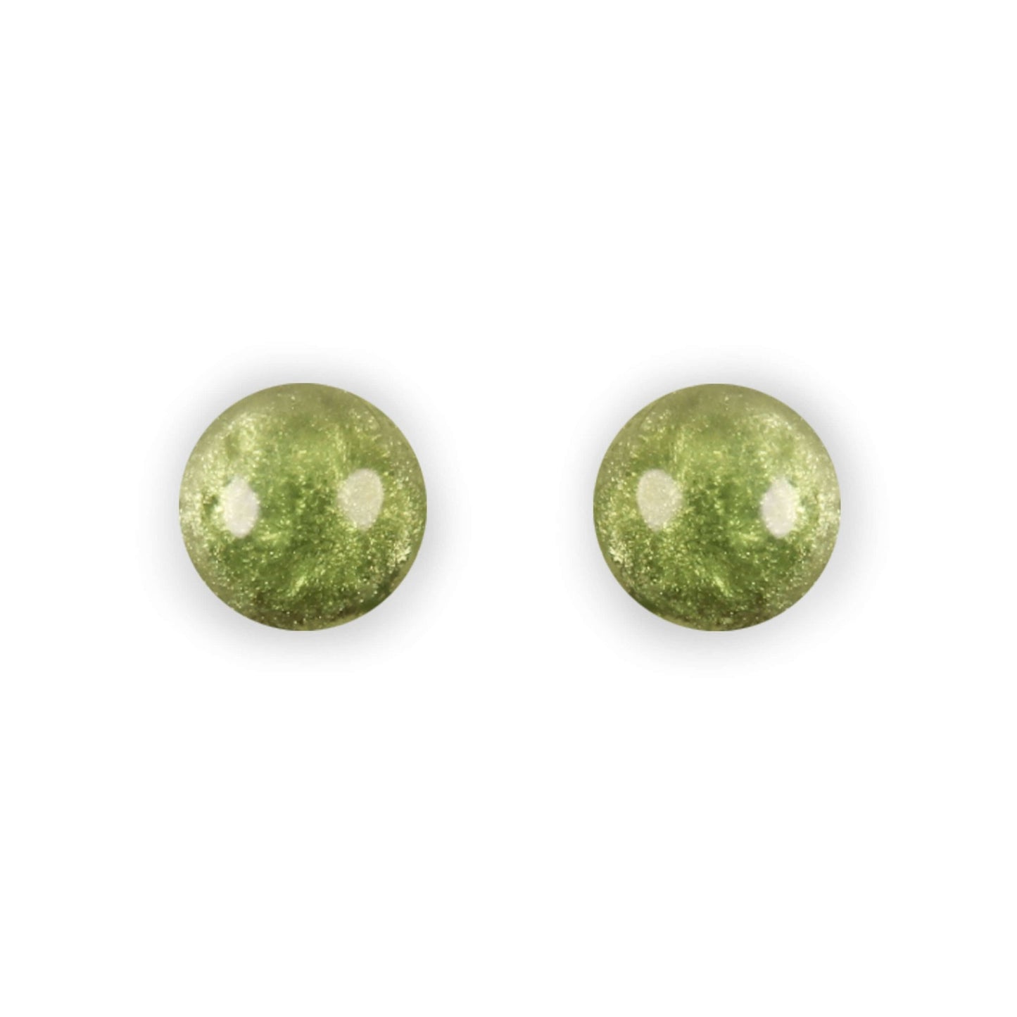 Kiwi Cabouchon Shiny Medium Stud Earrings | The Jewellery Stop