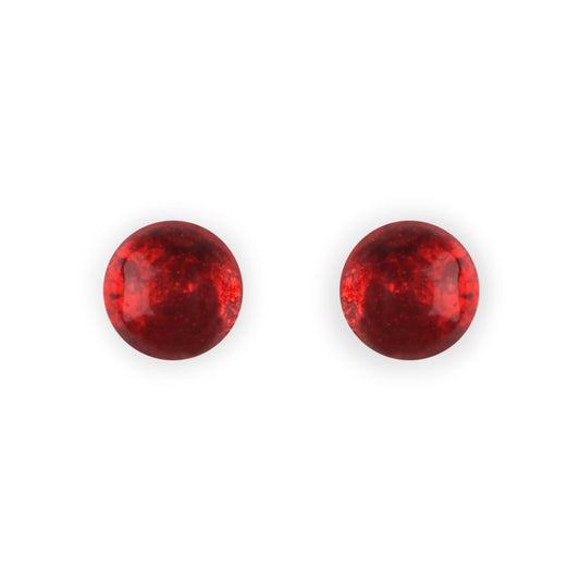 Red Cabouchon Shiny Medium Stud Earrings