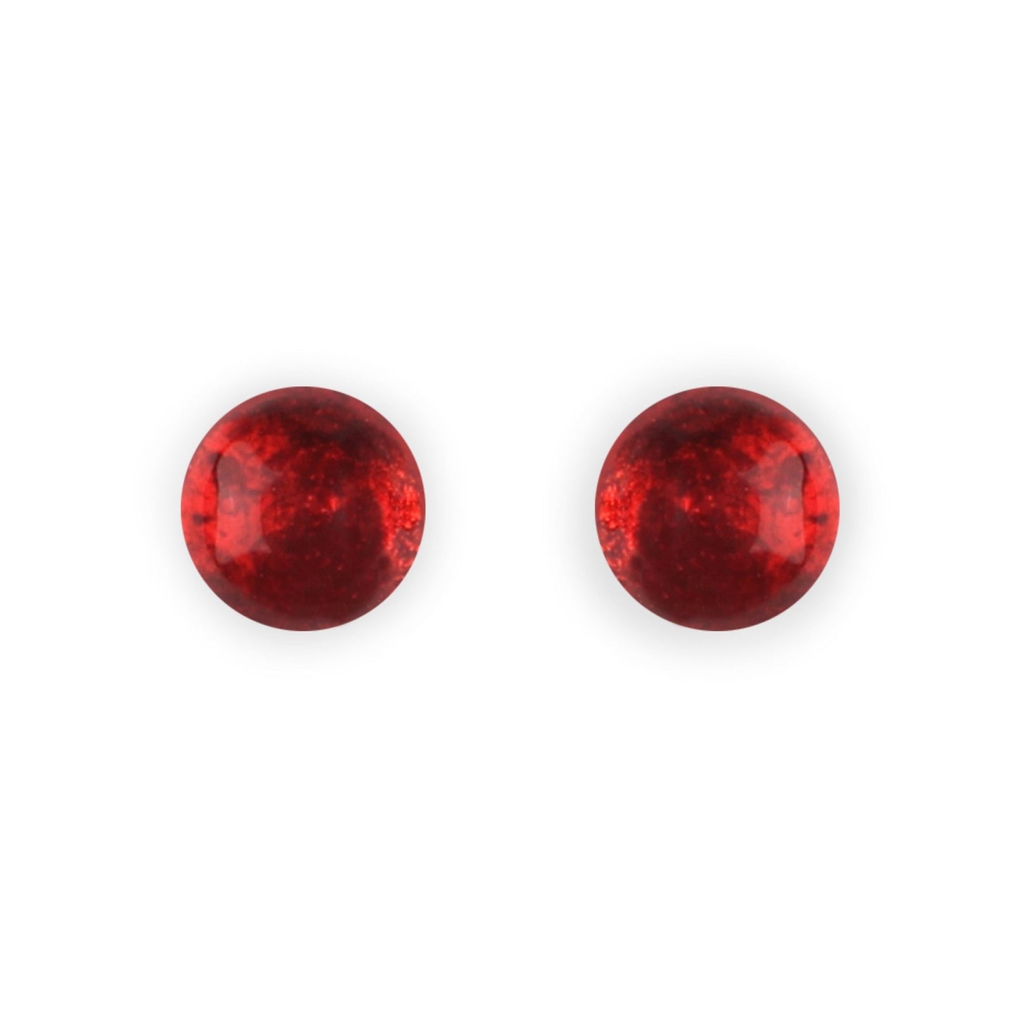 Red Cabouchon Shiny Medium Stud Earrings | The Jewellery Stop