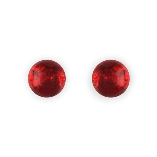 Red Cabouchon Shiny Medium Stud Earrings | The Jewellery Stop