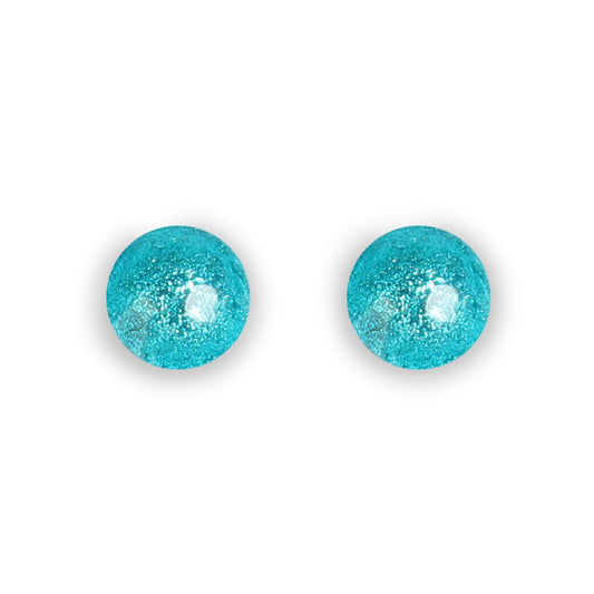 Teal Cabouchon Shiny Medium Stud Earrings | The Jewellery Stop