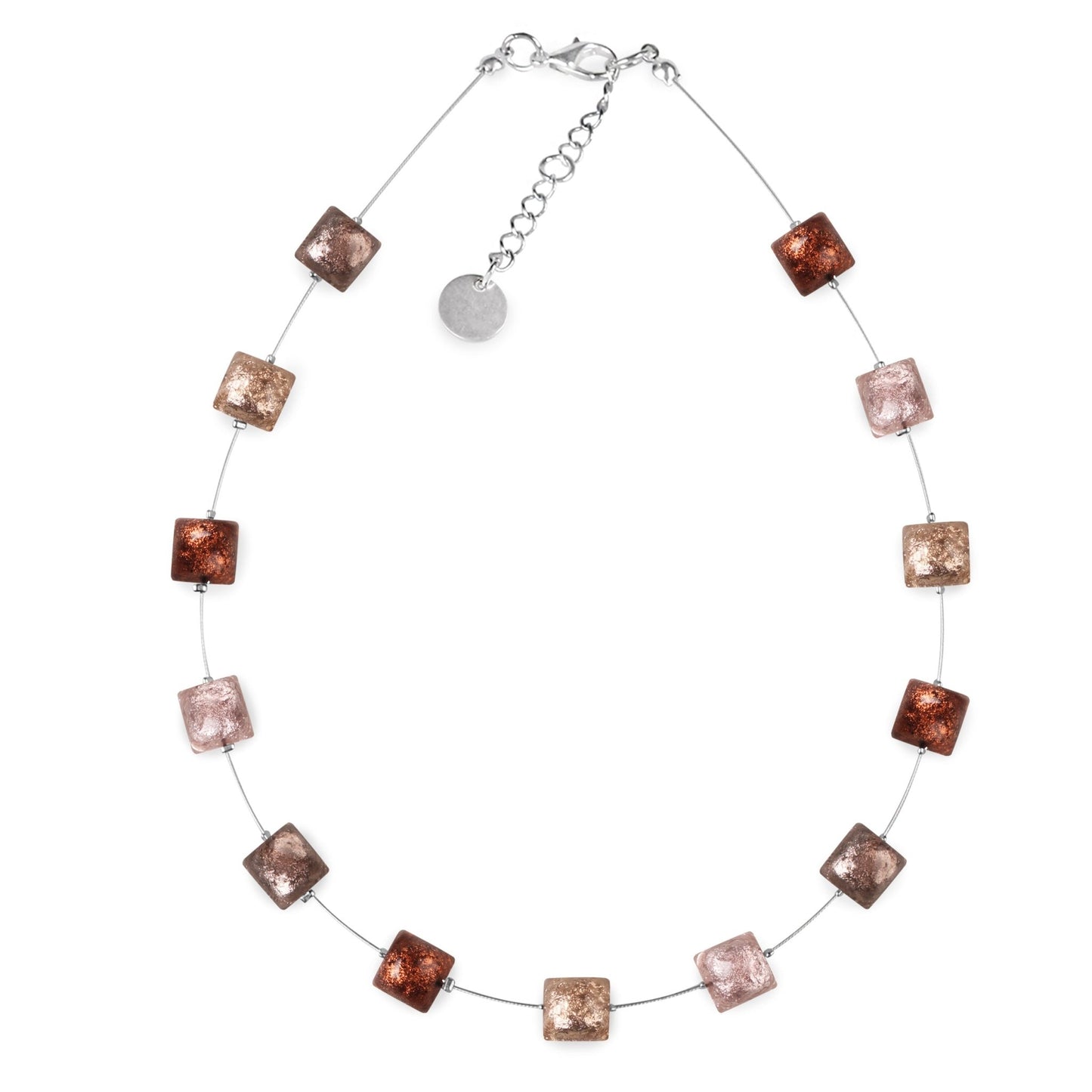 Nougat Cabouchon Squares Shiny Necklace | The Jewellery Stop