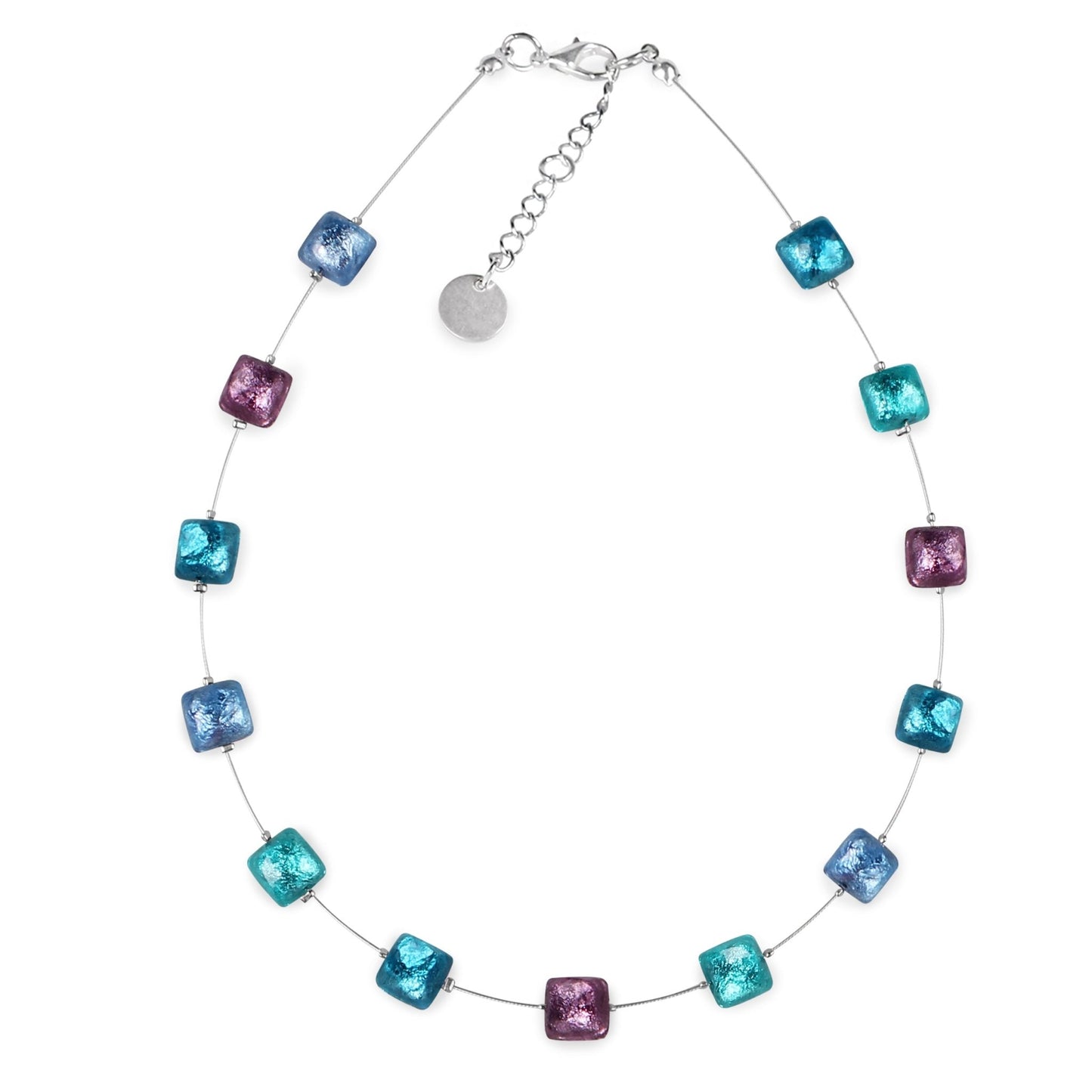 Peacock Cabouchon Squares Shiny Necklace | The Jewellery Stop