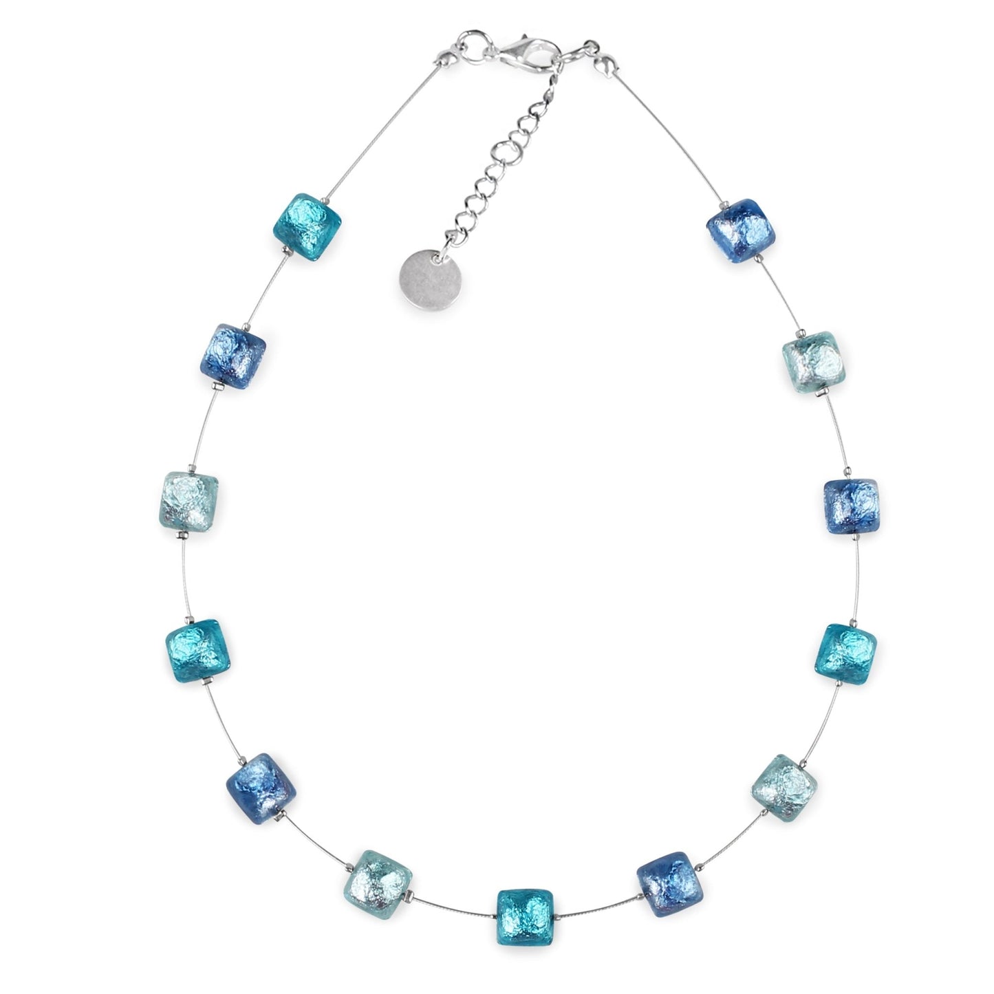 Turquoise Cabouchon Squares Shiny Necklace | The Jewellery Stop