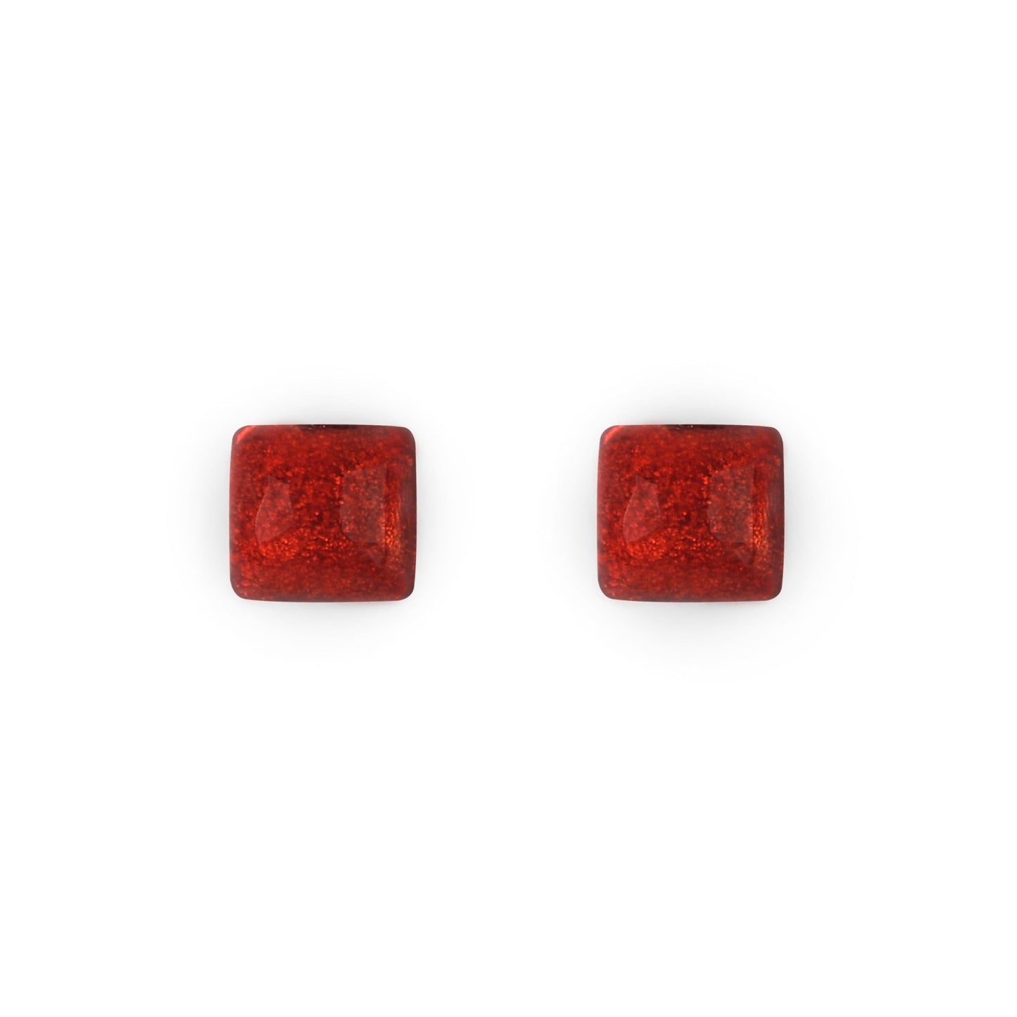 Maple Cabouchon Squares Shiny Stud Earrings | The Jewellery Stop