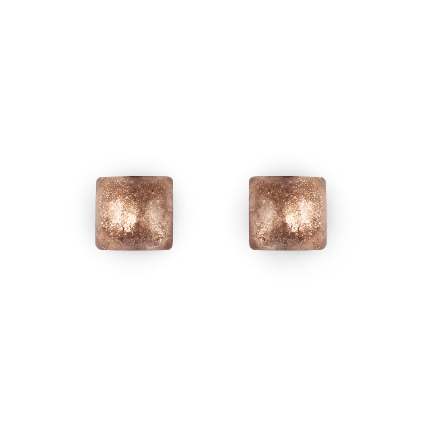 Nougat Cabouchon Squares Shiny Stud Earrings | The Jewellery Stop