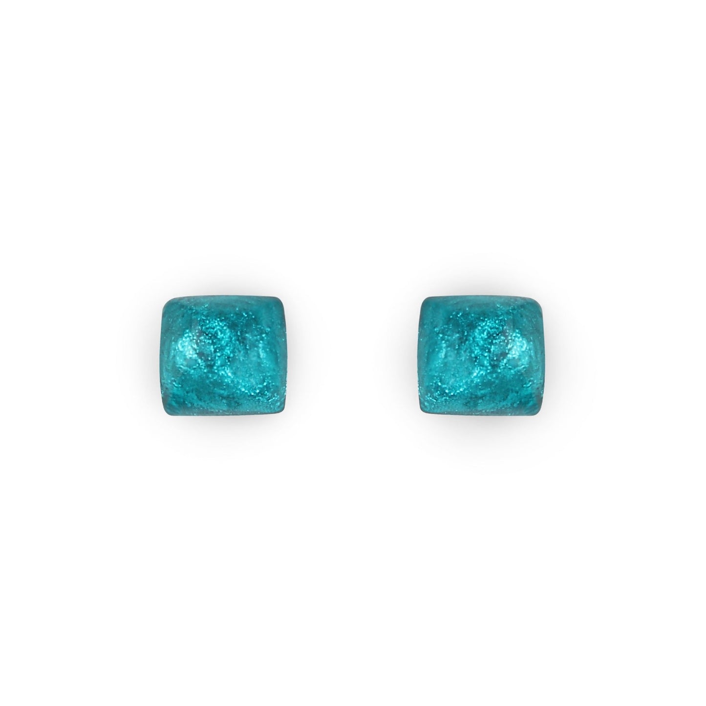 Peacock Cabouchon Squares Shiny Stud Earrings | The Jewellery Stop