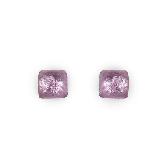 Rainbow Cabouchon Squares Shiny Stud Earrings | The Jewellery Stop
