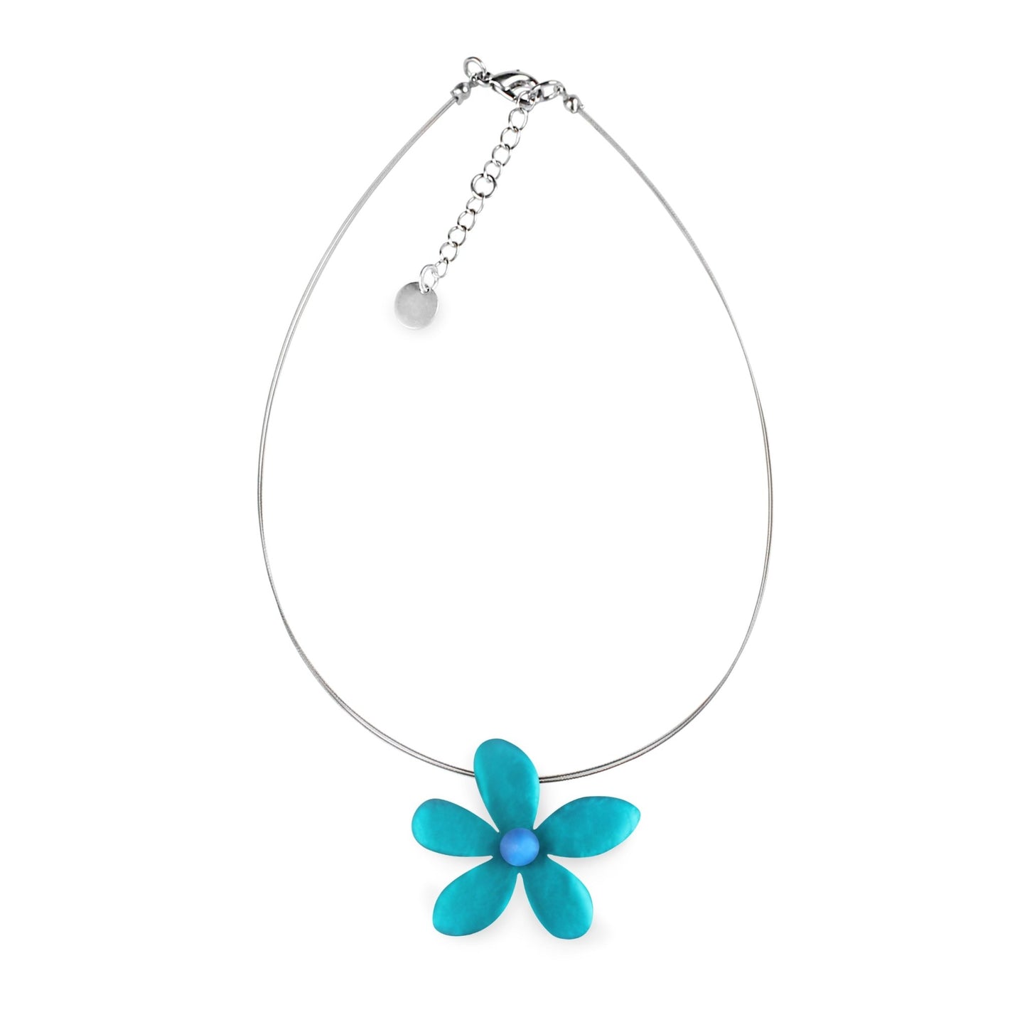 Teal Flower Matte Small Pendant | The Jewellery Stop