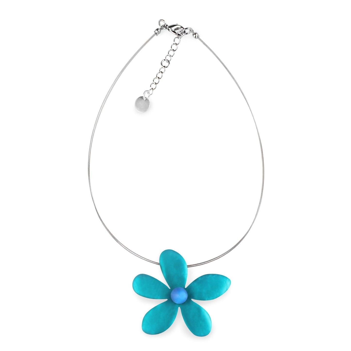 Teal Flower Matte Large Pendant | The Jewellery Stop