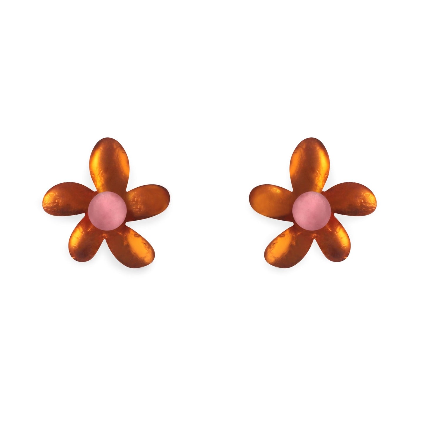 Tangerine Flower Matte Stud Earrings | The Jewellery Stop