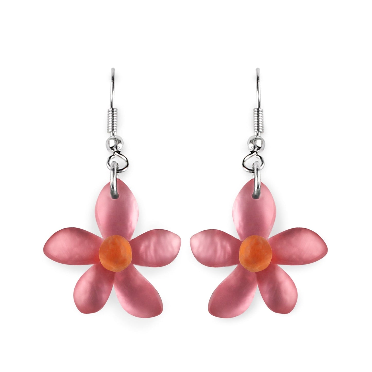 Coral Flower Matte Fish Hook Earrings | The Jewellery Stop
